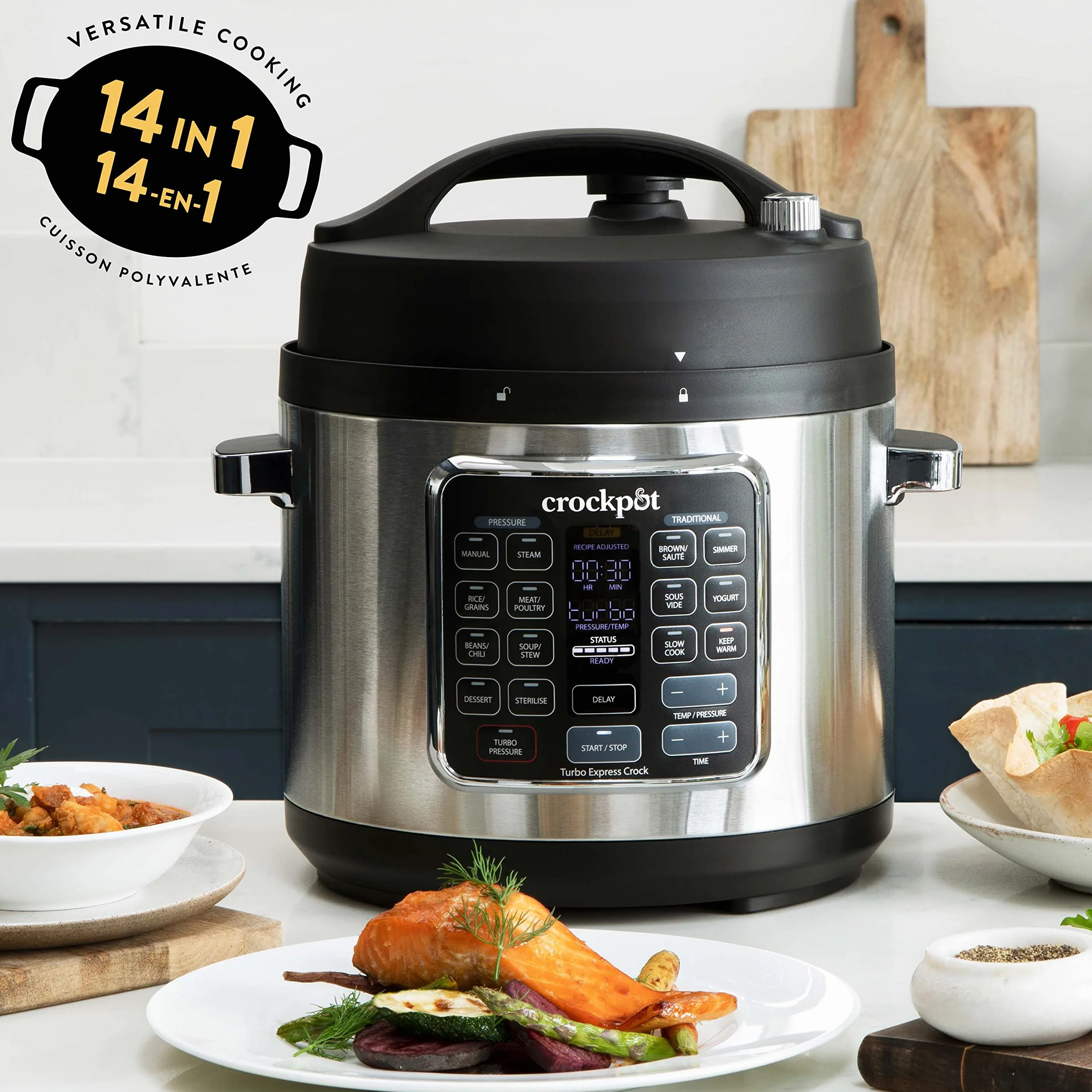 Crock-pot TURBO Express MultiCooker 5.6l 1400W 14 funzioni Cottura a Pressione Argento