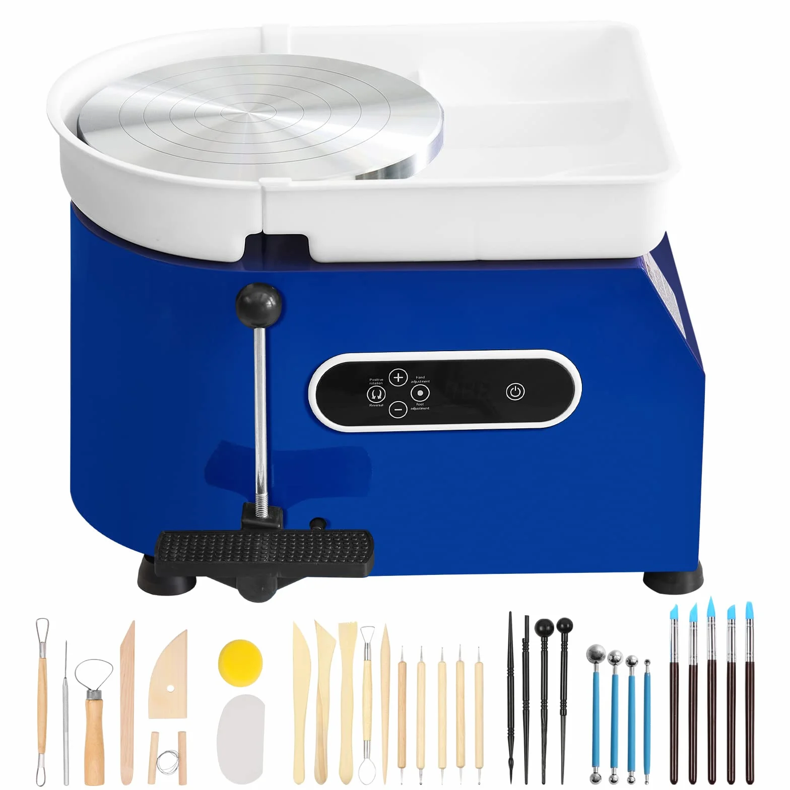 VEVOR Tornio per Ceramica Argilla 450W 28 cm 60-300 giri/min con Pedale Controllo LCD