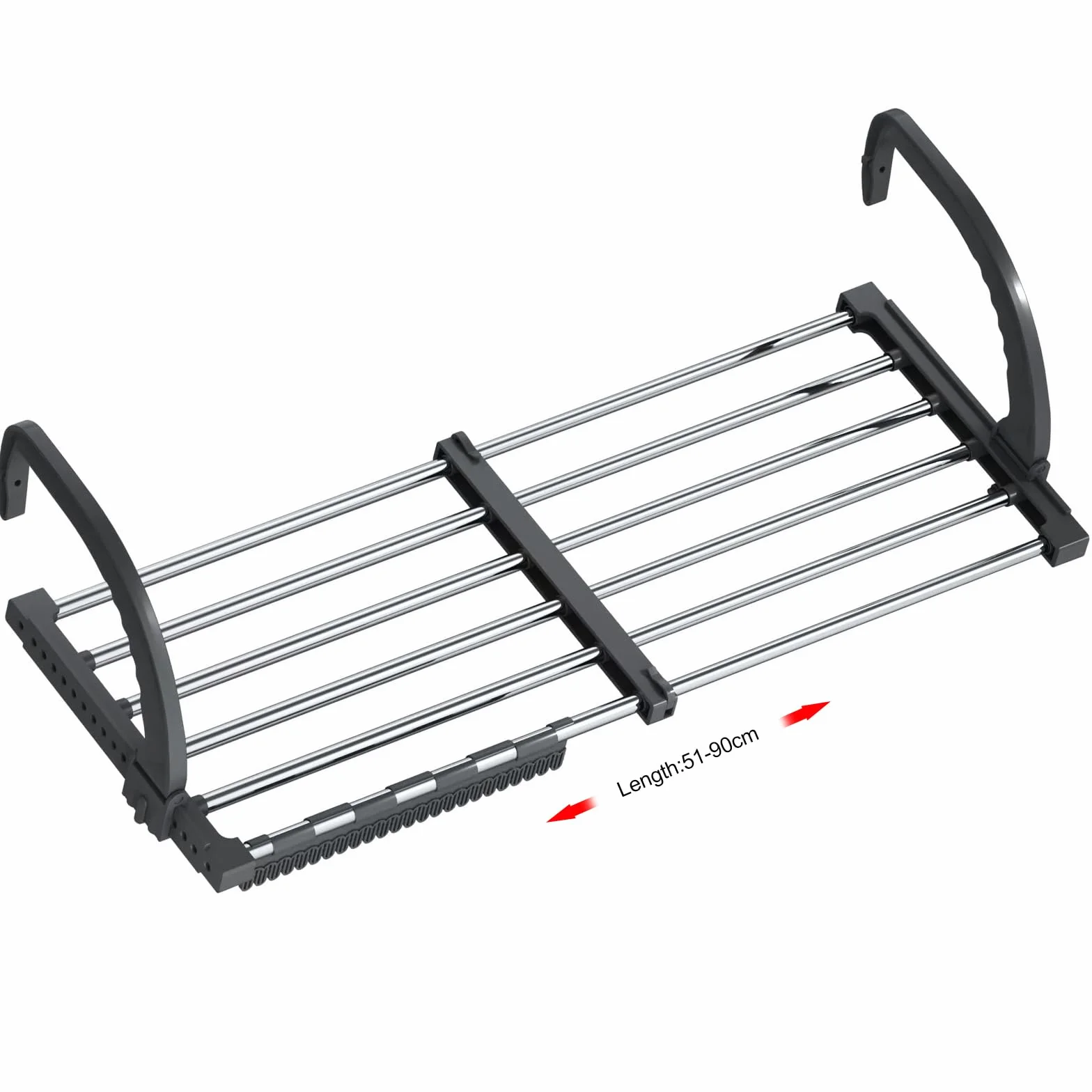 ANEWSIR Stendino da Balcone e Termosifone in Acciaio Inox, Appendibile e Estensibile (51-95 cm), con Stendibiancheria da Parete e Stendino Antivento per Calzini Incluso