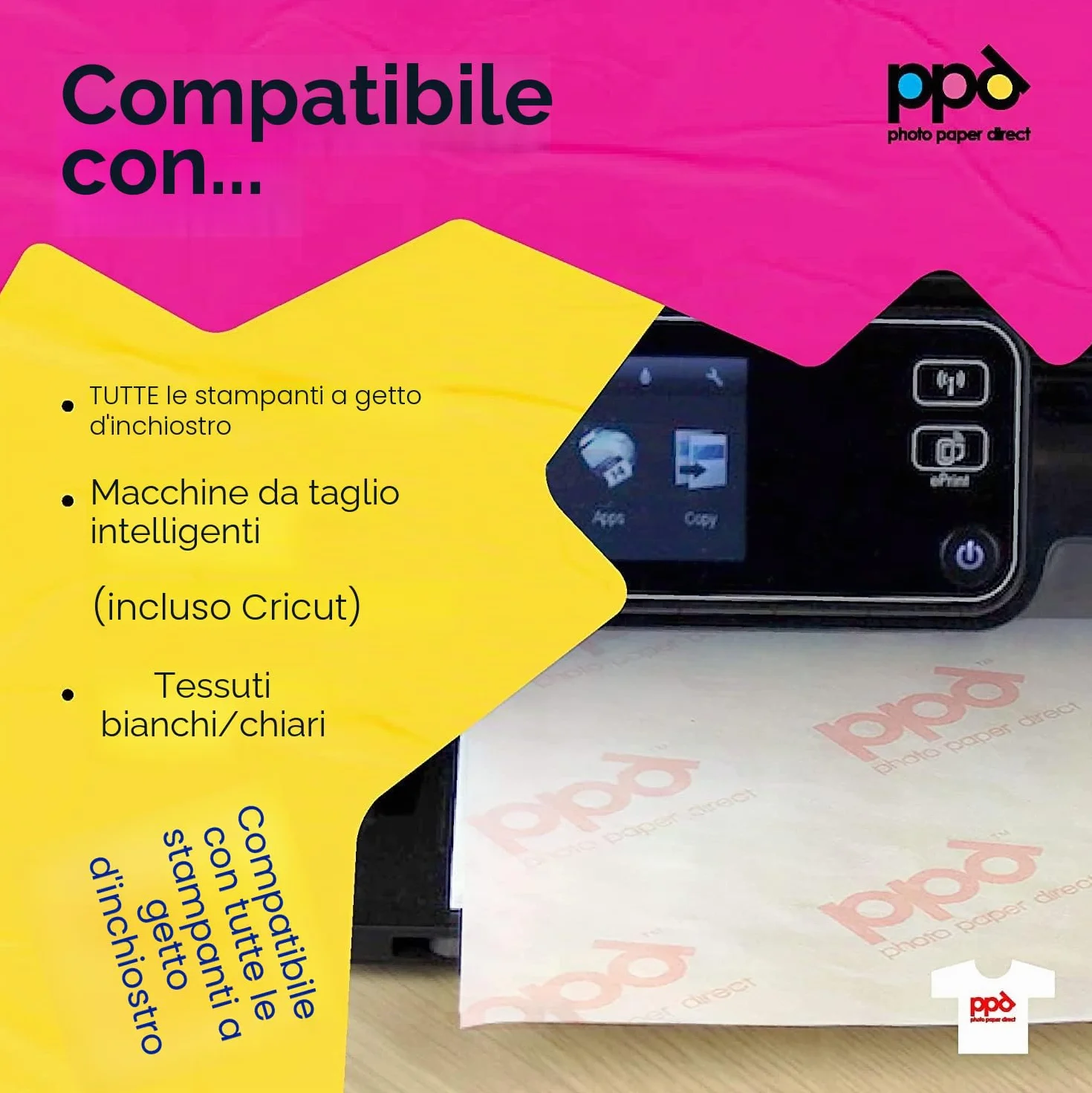 PPD A4 5 Fogli Di Carta Trasferibile Termoadesiva Per Inkjet - T-Shirt E Tessuti Chiari - PPD-1-5
