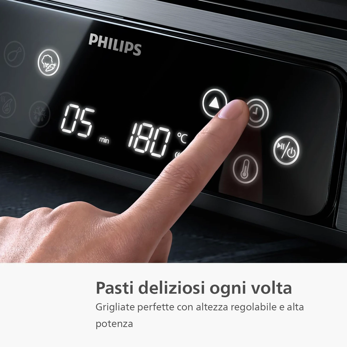 Philips Contact Grill - Sensore di Temperatura e 8 Funzioni Preimpostate grill con griglia ampia. Controllo Digitale della Temperatura. Facile da Pulire (HD6307/70)