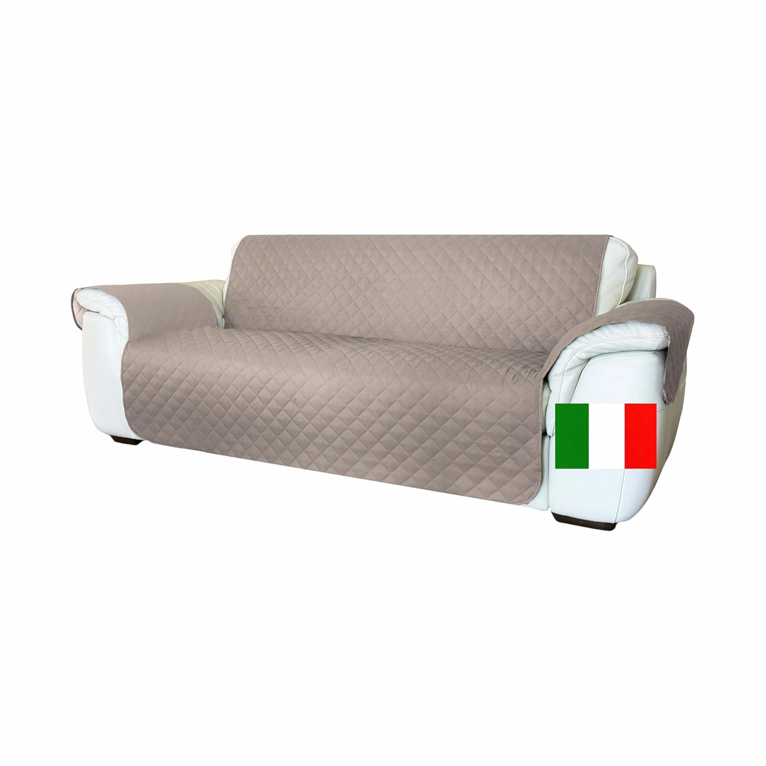 Moonange Copridivano 3 Posti con Braccioli Seduta 165 cm Impermeabile Reversibile Antiscivolo Antimacchia Antigraffio Antipelo Moderno Tortora