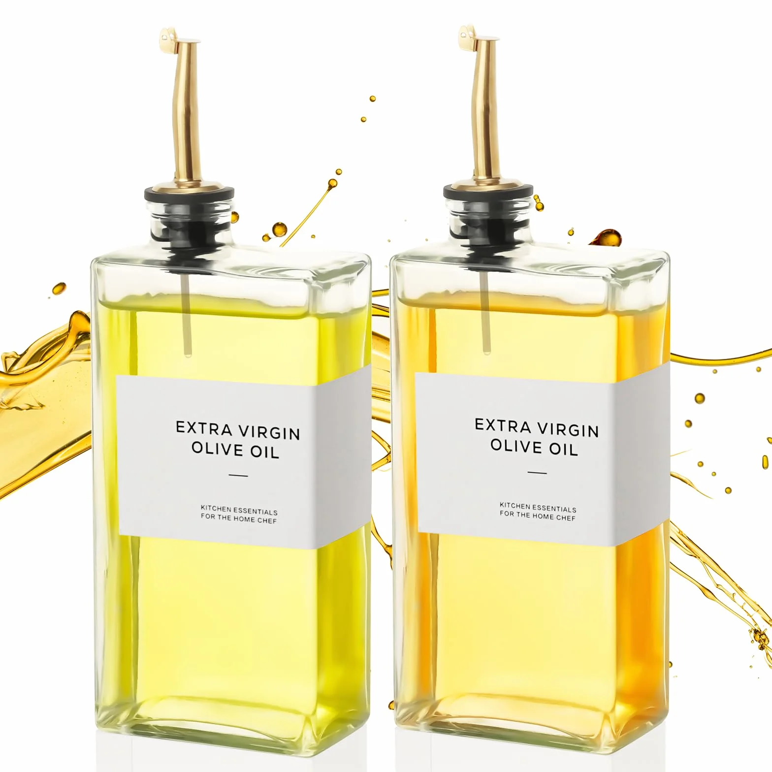 VINATO 2 Pezzi Porta Olio Set, 500ml Oliera Vetro Con Beccuccio, Imbuto1, Etichette36 Per Olio E Aceto, Bottiglia Olio Per Cucina, Caffè E Bar
