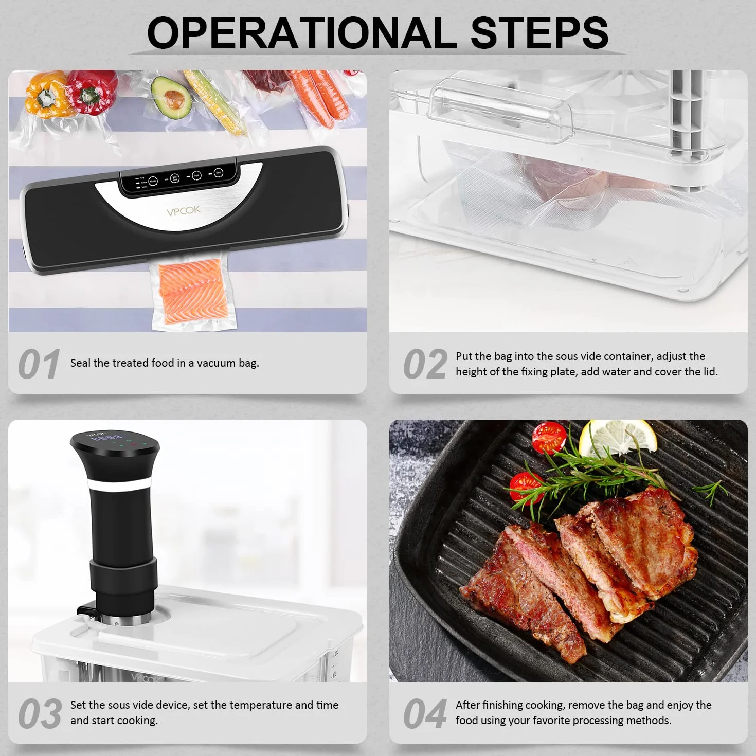 Sous Vide Contenitore Set 12L 7 in 1 con Coperchio e Griglia per Roner Professionale