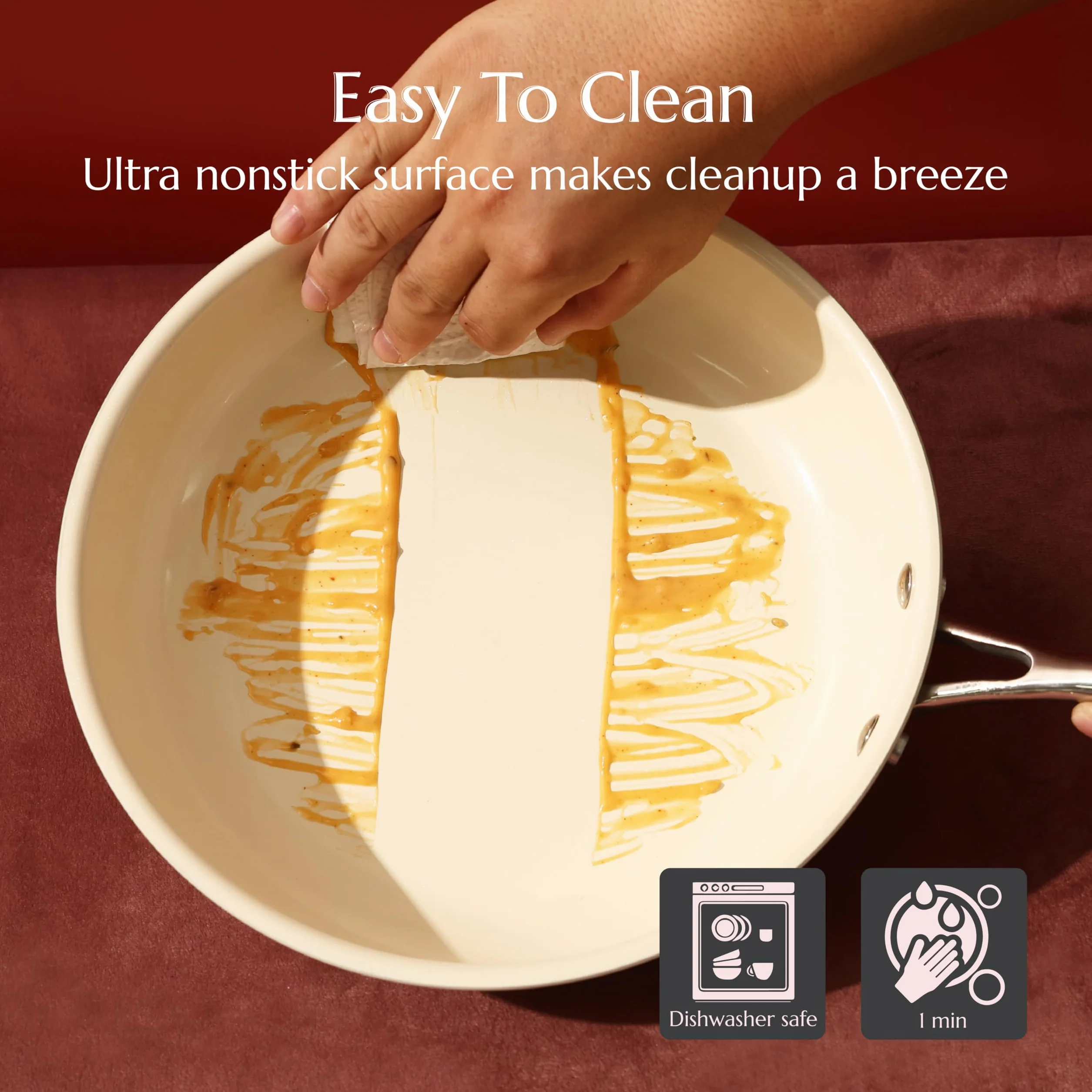 UUKRAVE Set di padelle in ceramica a induzione, antiaderenti, 20, 24, 28 cm, per tutti i piani cottura, senza PTFE, senza PFAS, senza PFOA, adatte a induzione, per forno, lavabile in lavastoviglie