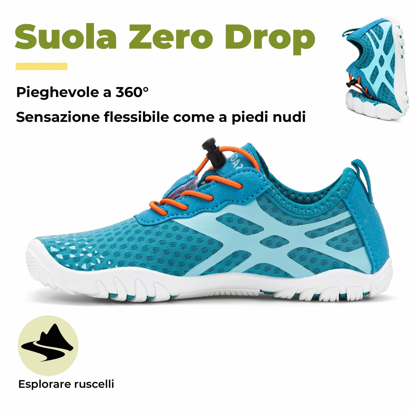 SAGUARO Scarpe da Acqua Barefoot Bambini Punta Larga Asciugatura Rapida Estate Attività Acquatiche Gr.25-36