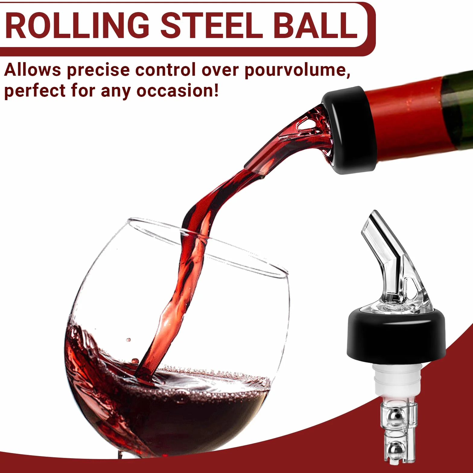 Versatore Bottiglia Dosatore 4cl Trasparenti con Spazzola, Versatore Automatico Misurato per Vino Rosso Whisky (40ml)