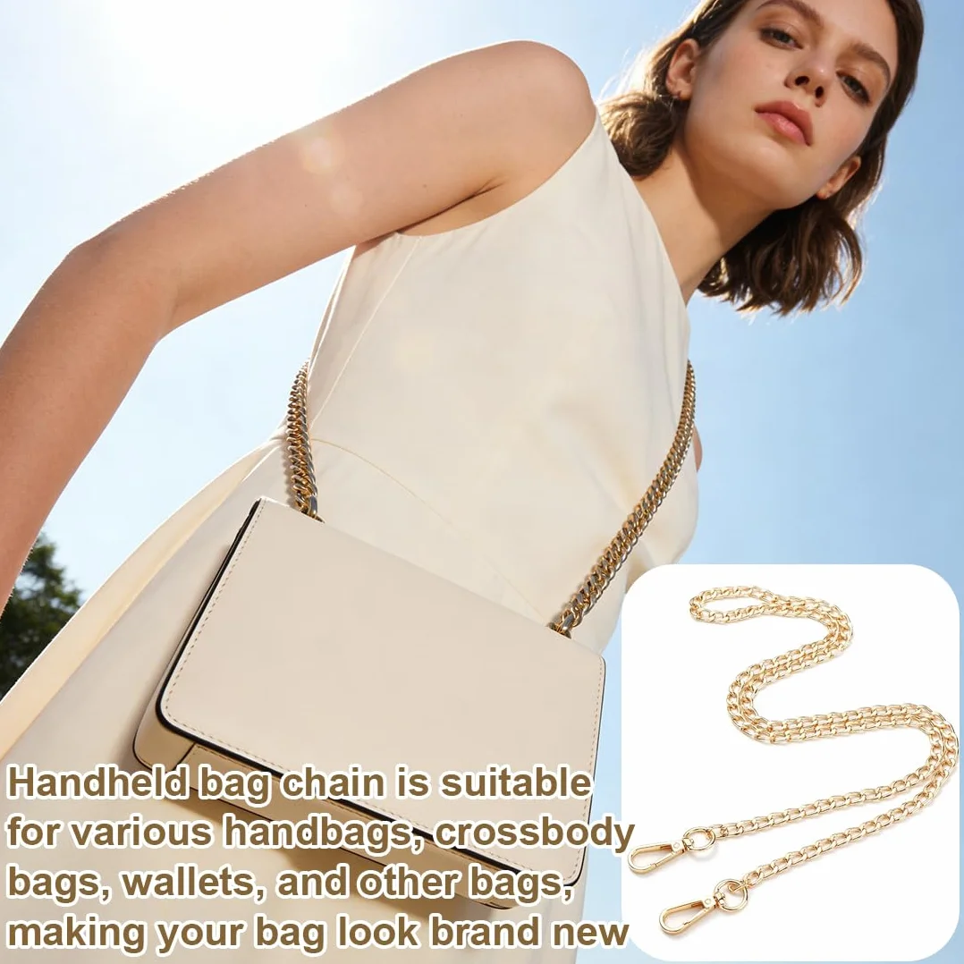 Catena per Borsa a Tracolla 120cm Oro con 2 Chiusure Aragosta Sostituzione Satchel