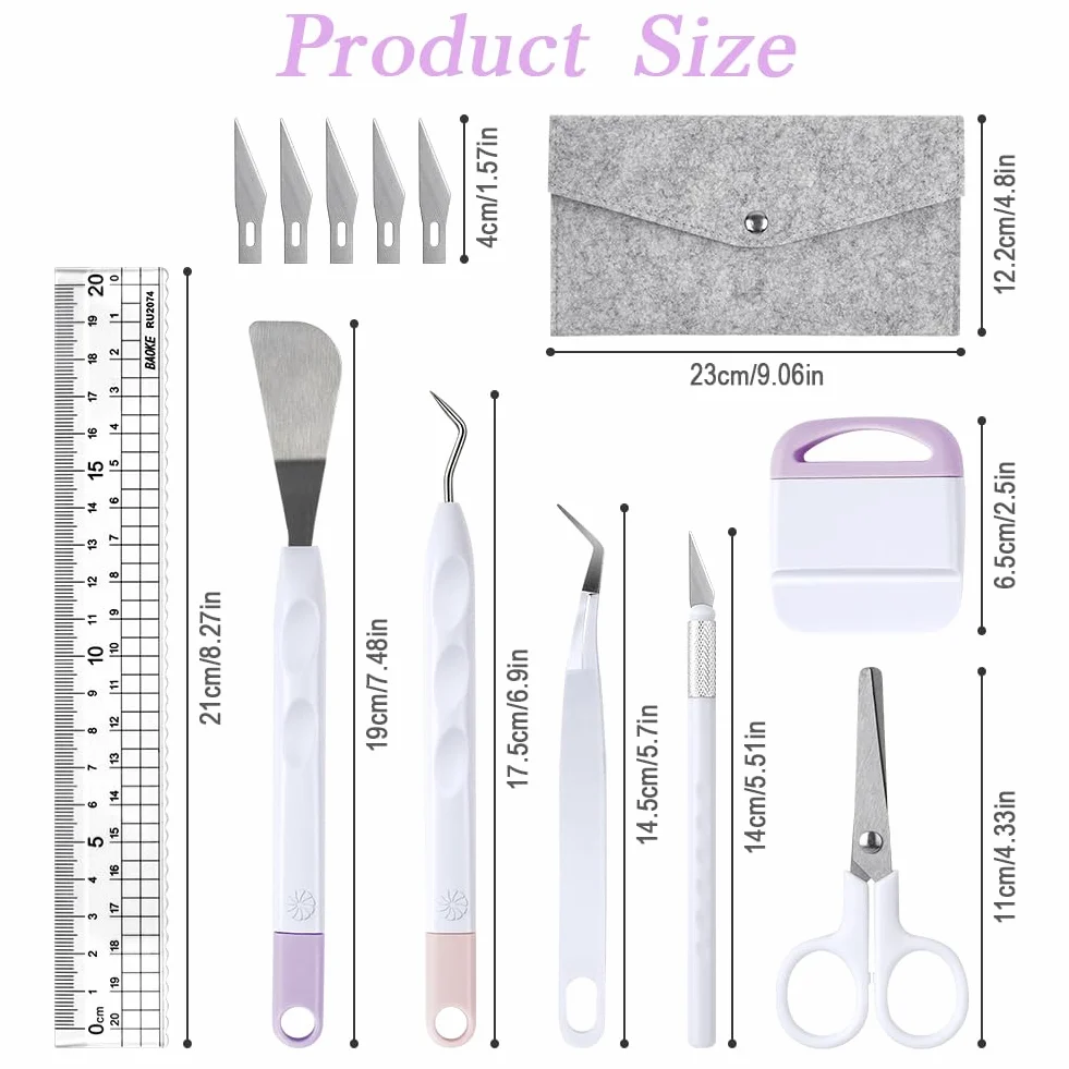 OSDUE Strumenti Set Base, Set di 13 Strumenti per Diserbo in Vinile, Utensili per Scrapbooking, Silhouette, Lettering, Scritte