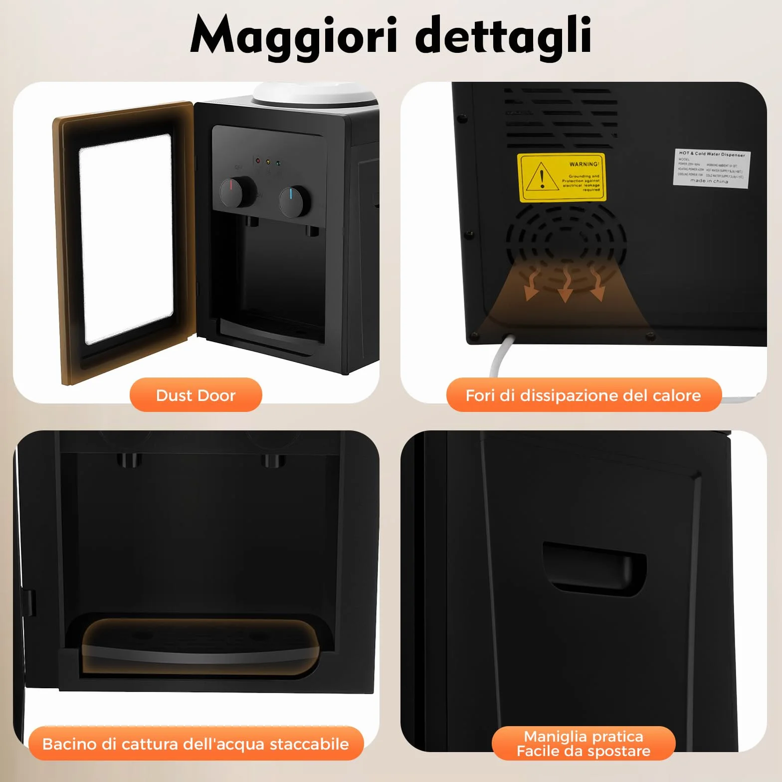 Distributore di acqua elettrico con raffreddamento e riscaldamento 85-95℃ autoportante