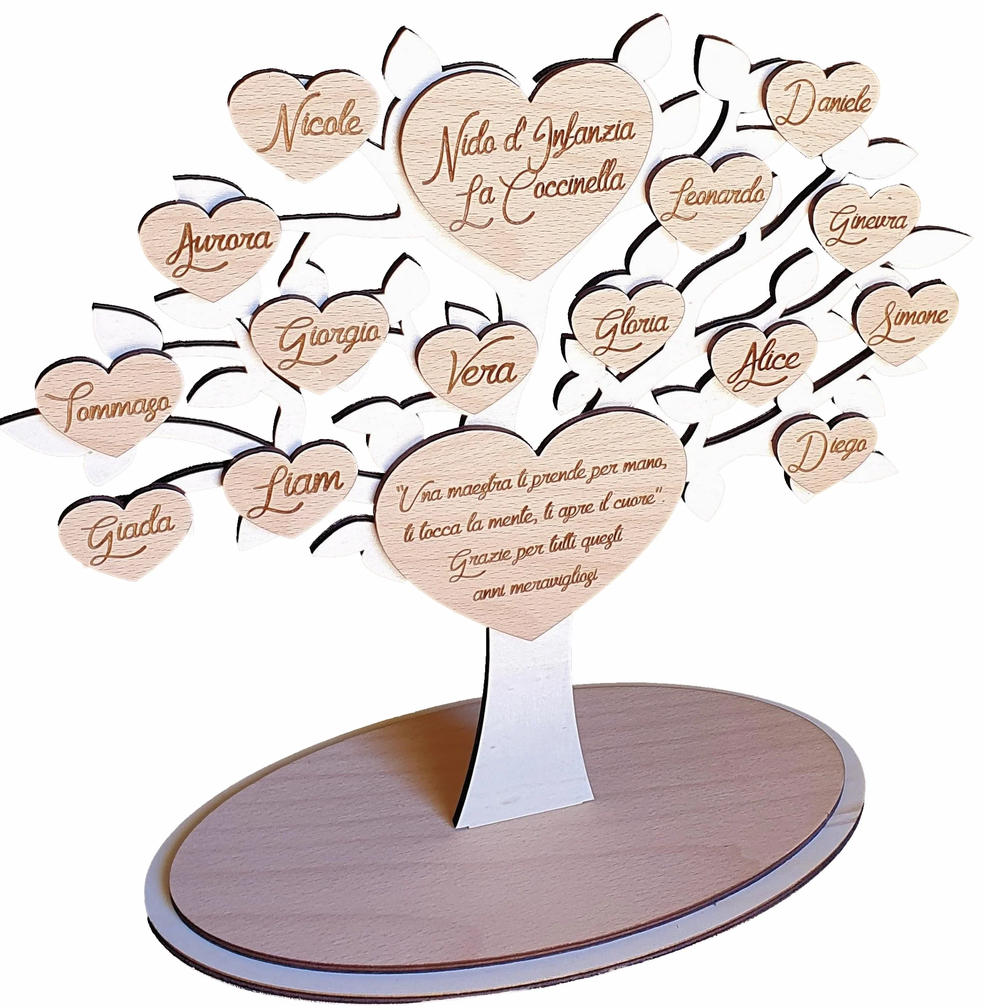 Albero della vita in legno personalizzato con nomi - regalo maestre nido, materna, elementari, mamma, compleanno