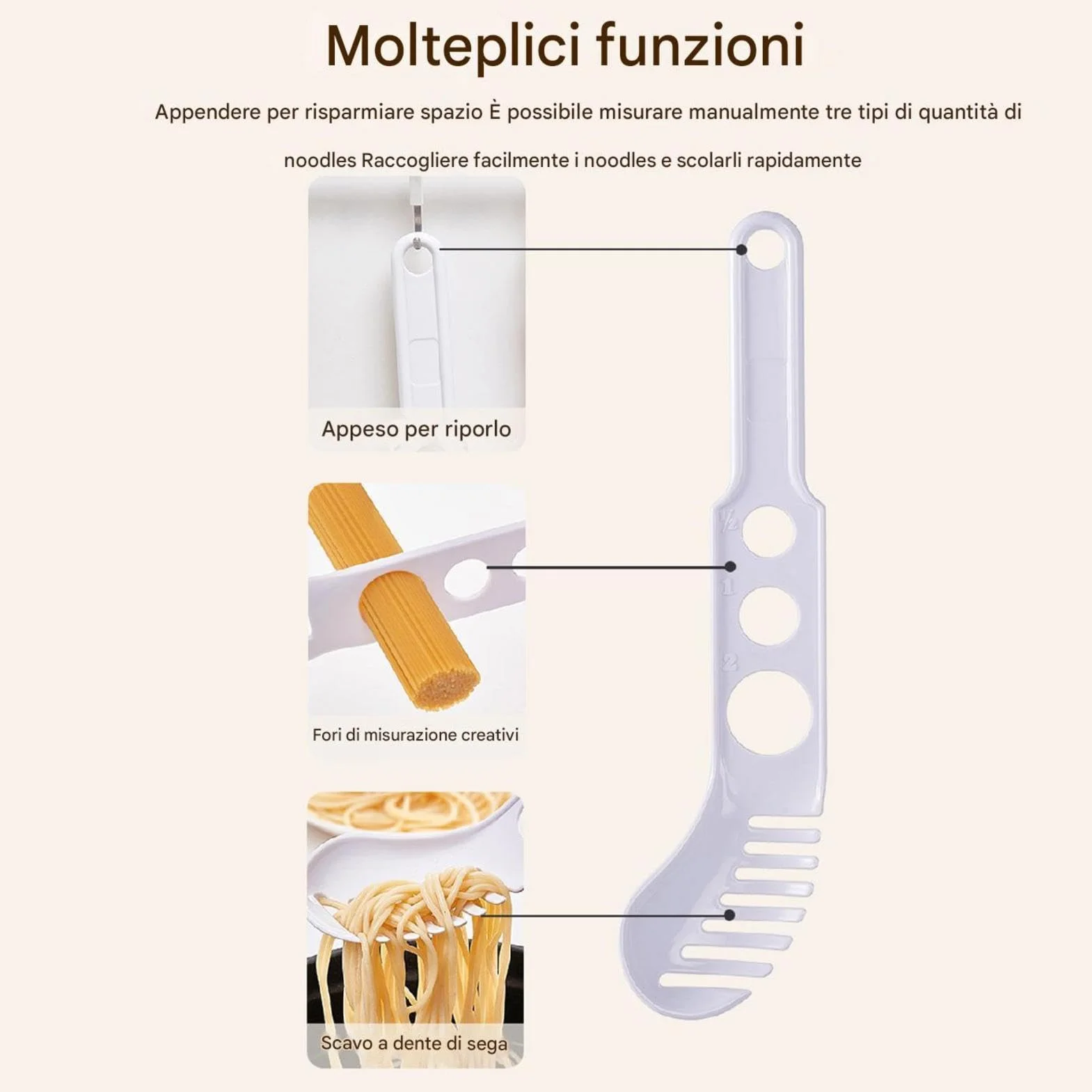 Strumento Per Misurare Gli Spaghetti | Strumento Mestolo Per Pasta Per Il Controllo Delle Porzioni Per Cucinare | Cucchiaio Dosatore Per Spaghetti, Pinza Per Spaghetti Per Pasta, Utensile Da Cucina Pe