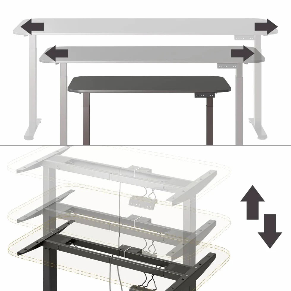Vicco Scrivania Elevate, Nero/Antracite, 120 x 70 cm | 2 motori, adatto all'uso come postazione di lavoro o scrivania per computer