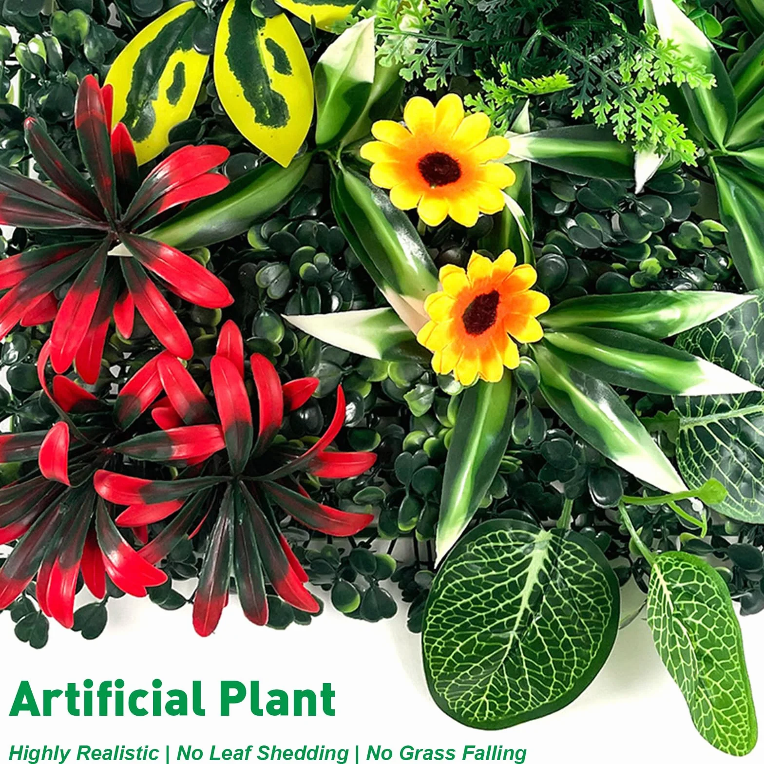Pannelli Muro Vegetale Artificiale 4 Pezzi 25x25cm Piante Finte da Parete per Interni Esterni
