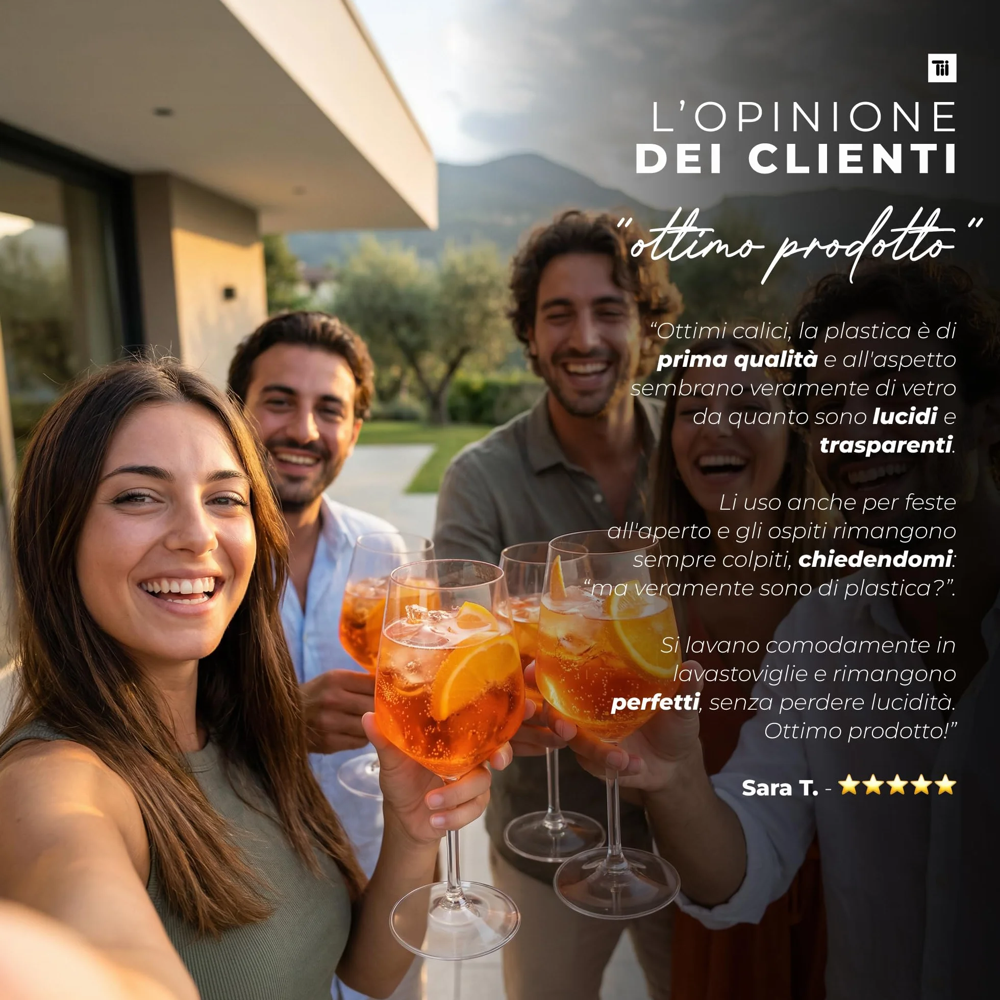 TUNDRA Set 6 CALICI PLASTICA Tritan® 47 cl Vino Cocktail BPA-Free Lavabili Lavastoviglie