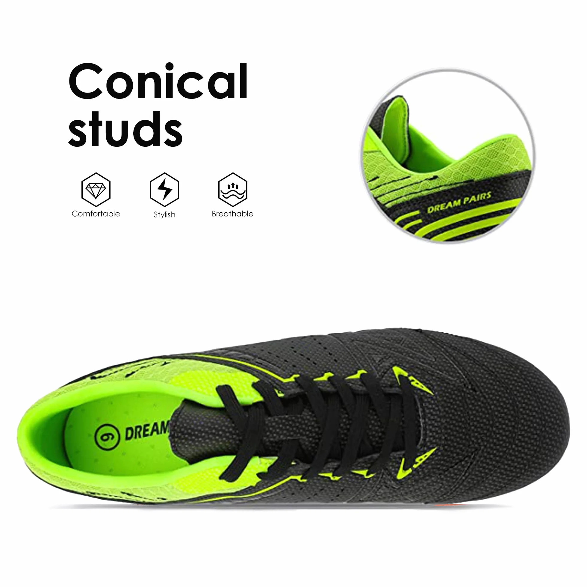DREAM PAIRS Scarpe da Calcio Uomo Sportivo Stivali da Allenamento per Uomo Scarpe da Calcio Indoor Sport per Uomo