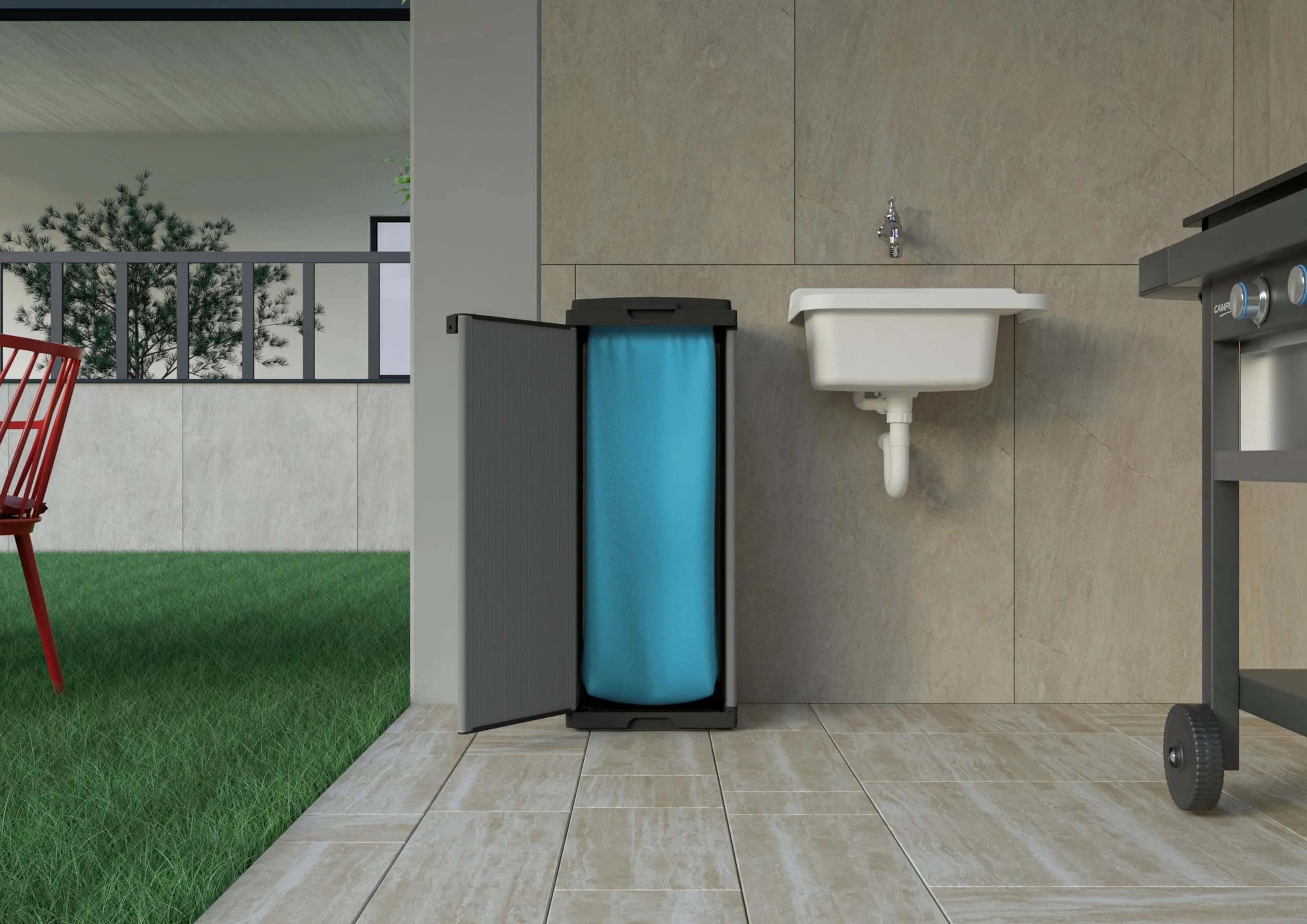 Adventa: Mobile Portasacco Mono per Raccolta differenziata in Plastica, Facile da Montare, Modular System, adatto a Sacchi da 80-110 L, 34L x 38P x 87H cm