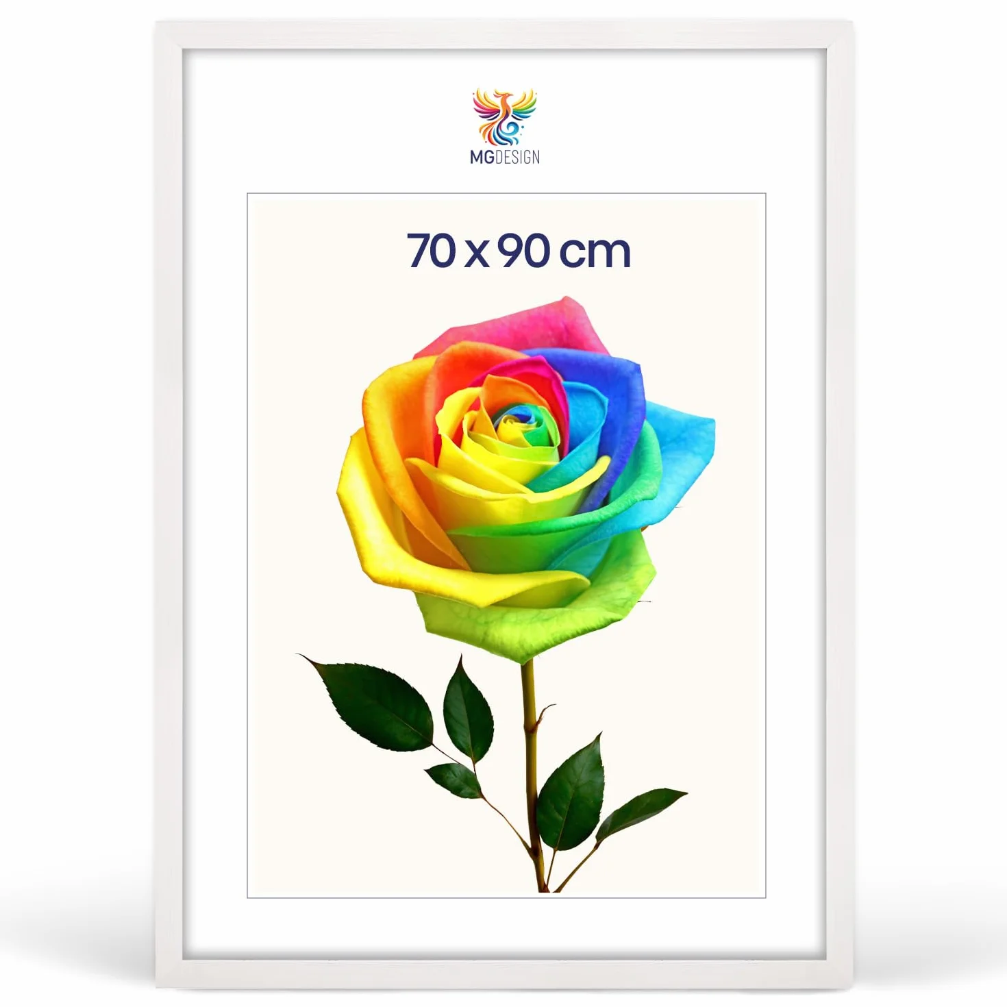 MG Design Cornice portafoto 70 x 90 cm Legno Bianco Vetro Acrilico Infrangibile