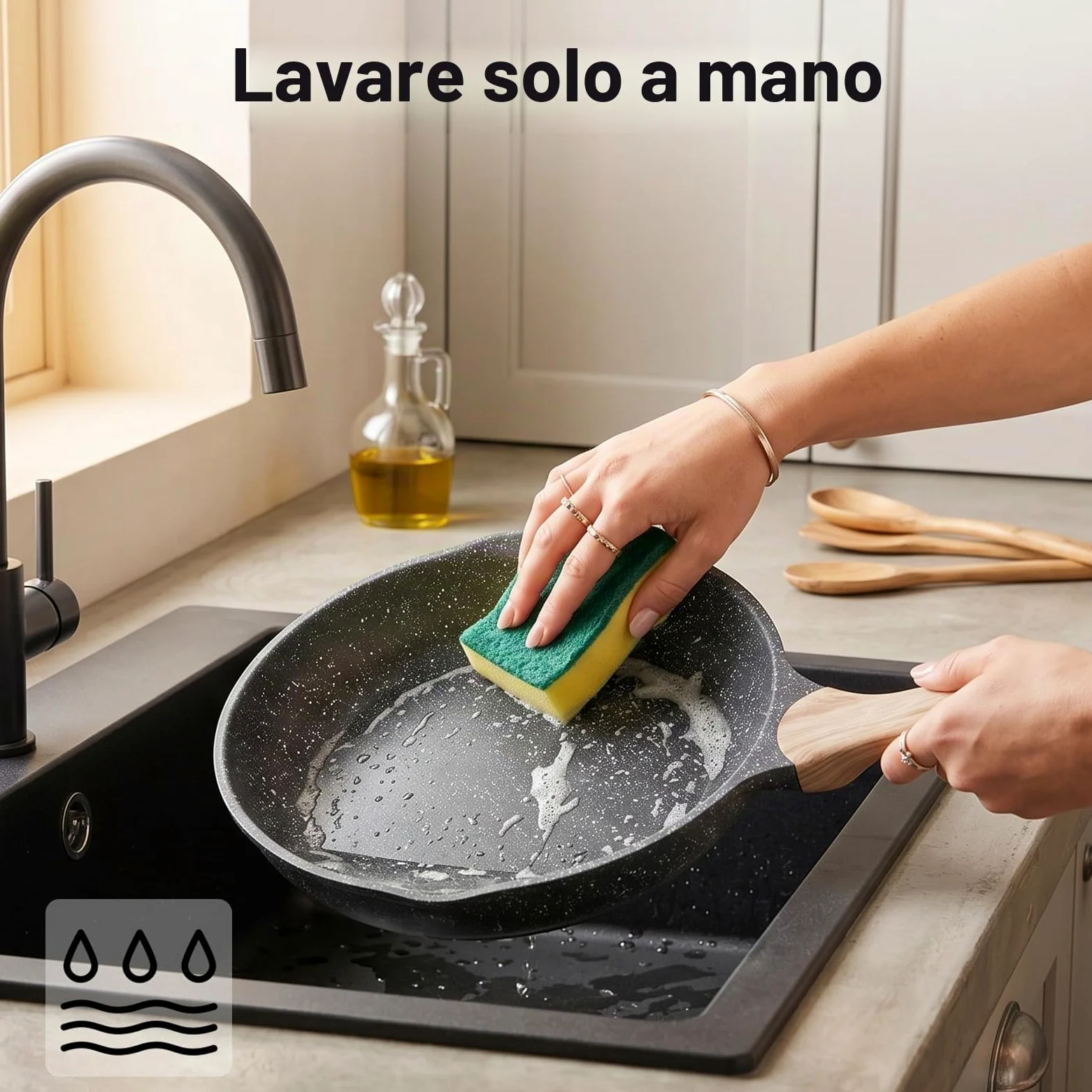 JEETEE Induzione Set Padelle Antiaderente 3 Pezzi 20,24,28cm, Granito-Antiaderente Rivestimento, Ghisa di Alluminio, Maniglia in bachelite, Compatibile Tutti Fornelli y Induzione, Senza PFOA, Grigio