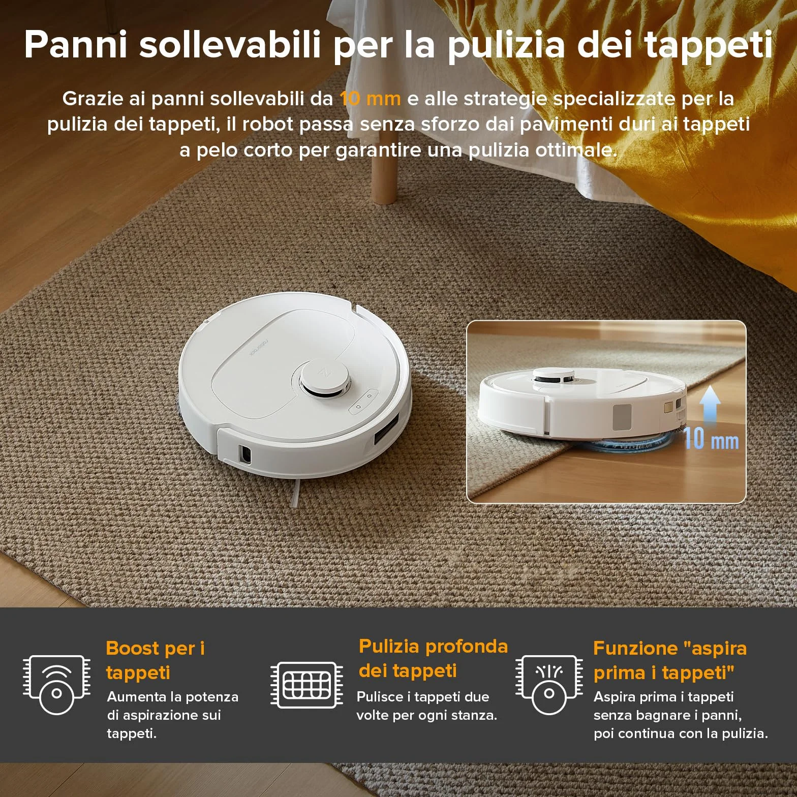 Roborock QV 35A Robot Aspirapolvere Lavapavimenti, Antigroviglio, HyperForce, Panno Sollevabile, Stazione Tutto in Uno, Bianco