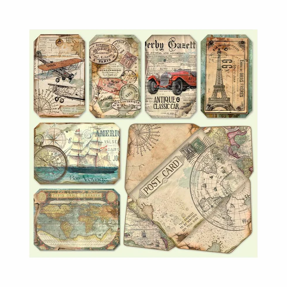 Stamperia Blocco di Carta Double Face 10 Fogli 12" x 12" Intorno al Mondo Multicolore