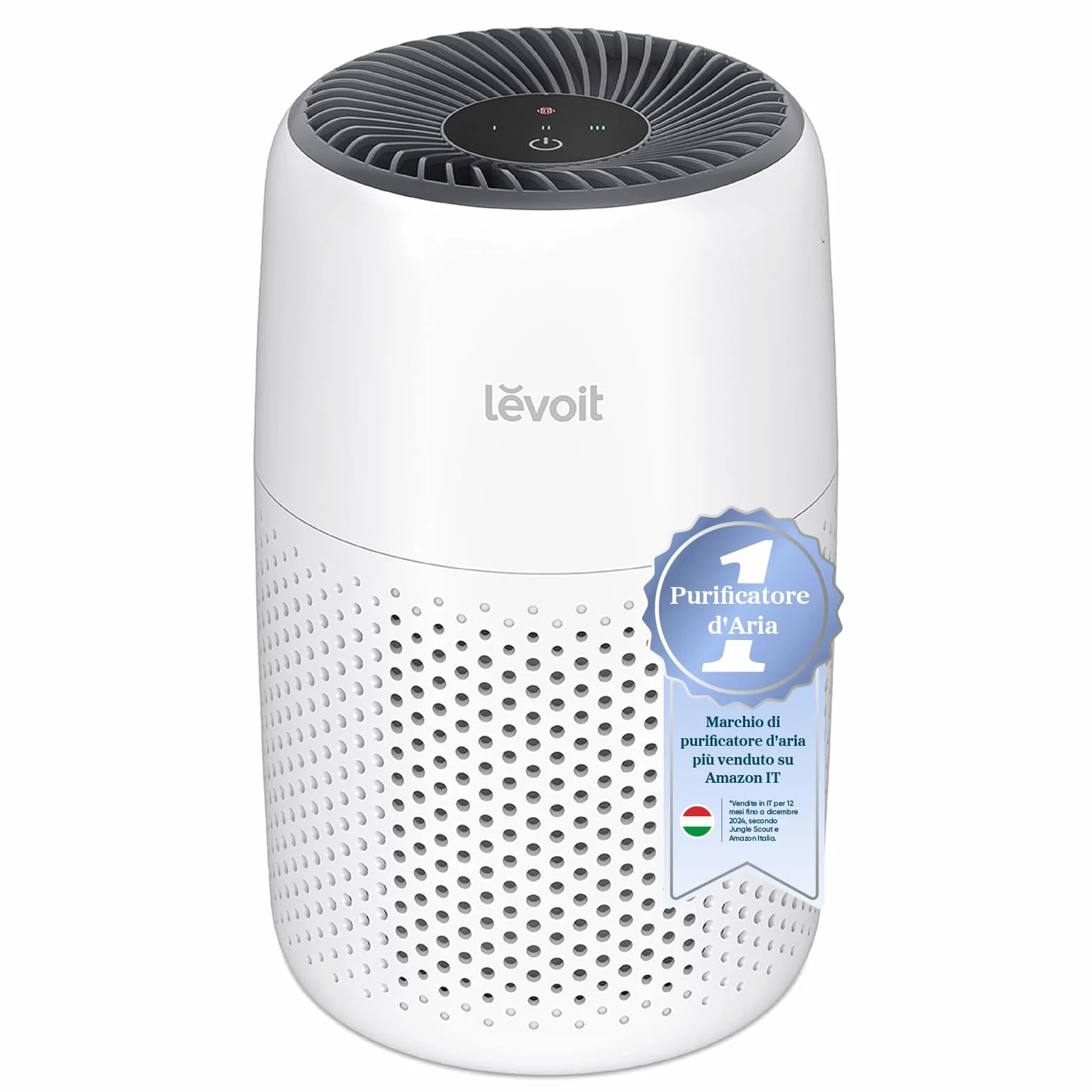 LEVOIT Purificatore d'Aria con Filtro HEPA, 7 Watt, Risparmio Energetico, 3 Velocità Contro Muffe, Polvere, Peli di Animali Fino a 0,3 μm Allergie, in Camera da Letto, 25 dB, Bianco