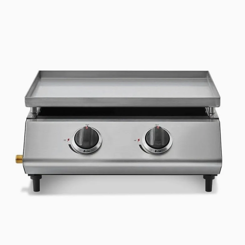 COOKING BOX - Piastra a gas Cadix 2 fuochi - Superficie di cottura 45,5 x 36 cm - piastra inox - 2 bruciatori - Cassetto per grasso - Fino a 6 persone - 6,3 kW