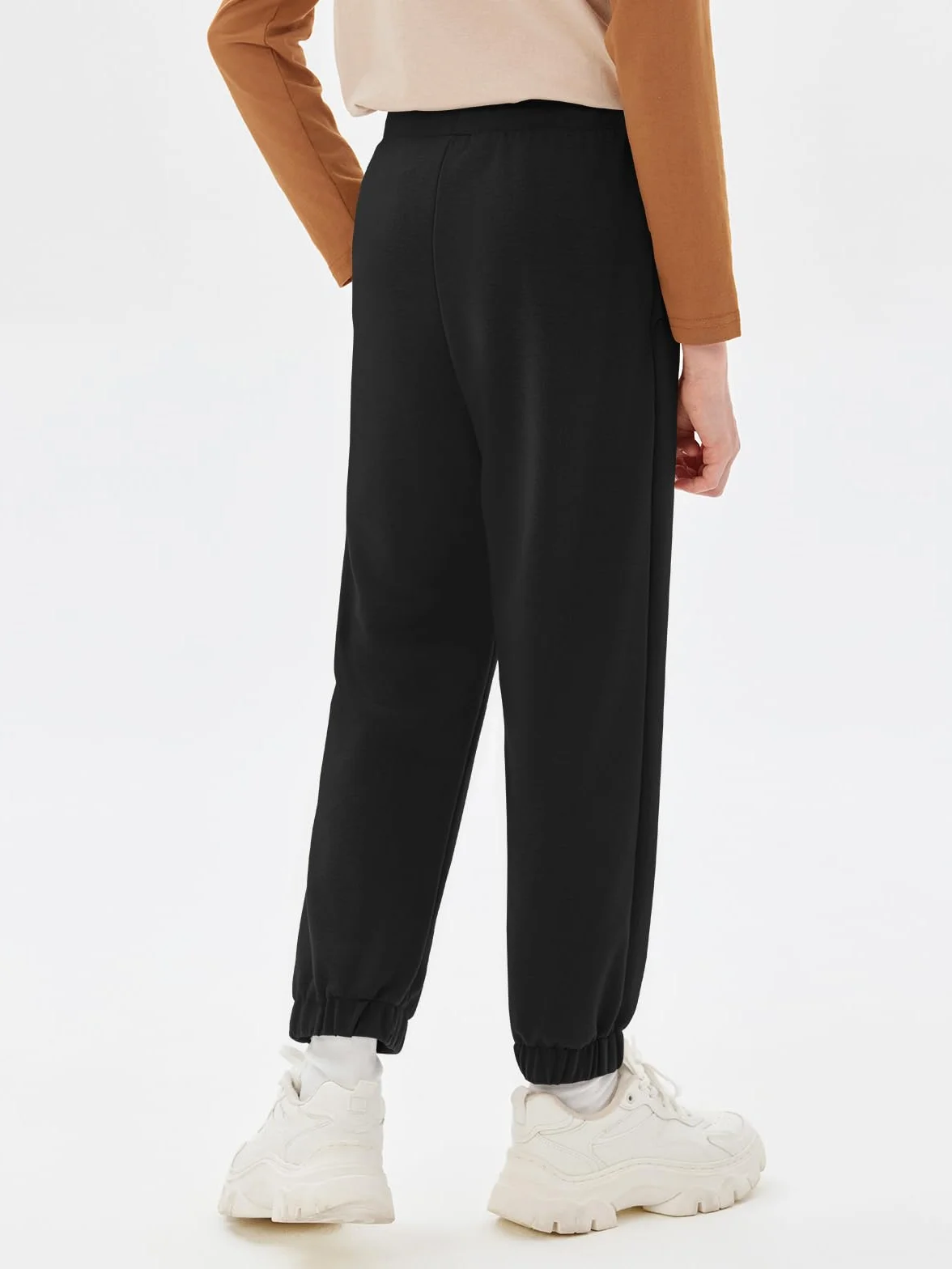 Pantaloni da allenamento per ragazzi, leggeri, tinta unita, con elastico in vita e tasche