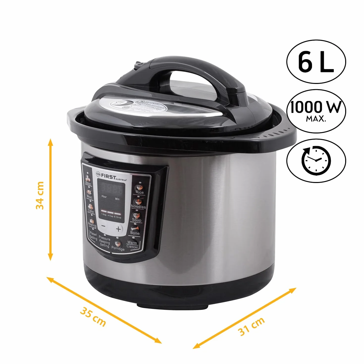 TZS First Austria Multicooker a Pressione Elettrico 6L 1000W 9 Programmi Automatici