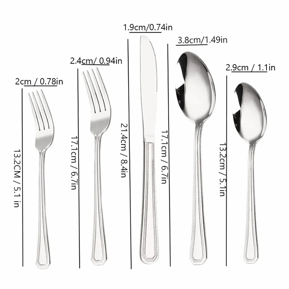 Set di posate, set di posate in acciaio inossidabile, plastica trasparente, set cucchiaio, coltello e forchetta, set da 50 pezzi di set di posate retrò Stoviglie da cucina Posate principali Coltello e