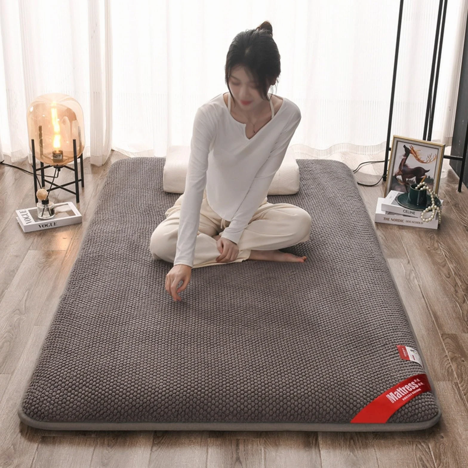 Materasso Futon Pieghevole Giapponese, Morbido, Blue, 90x200cm, Doppio