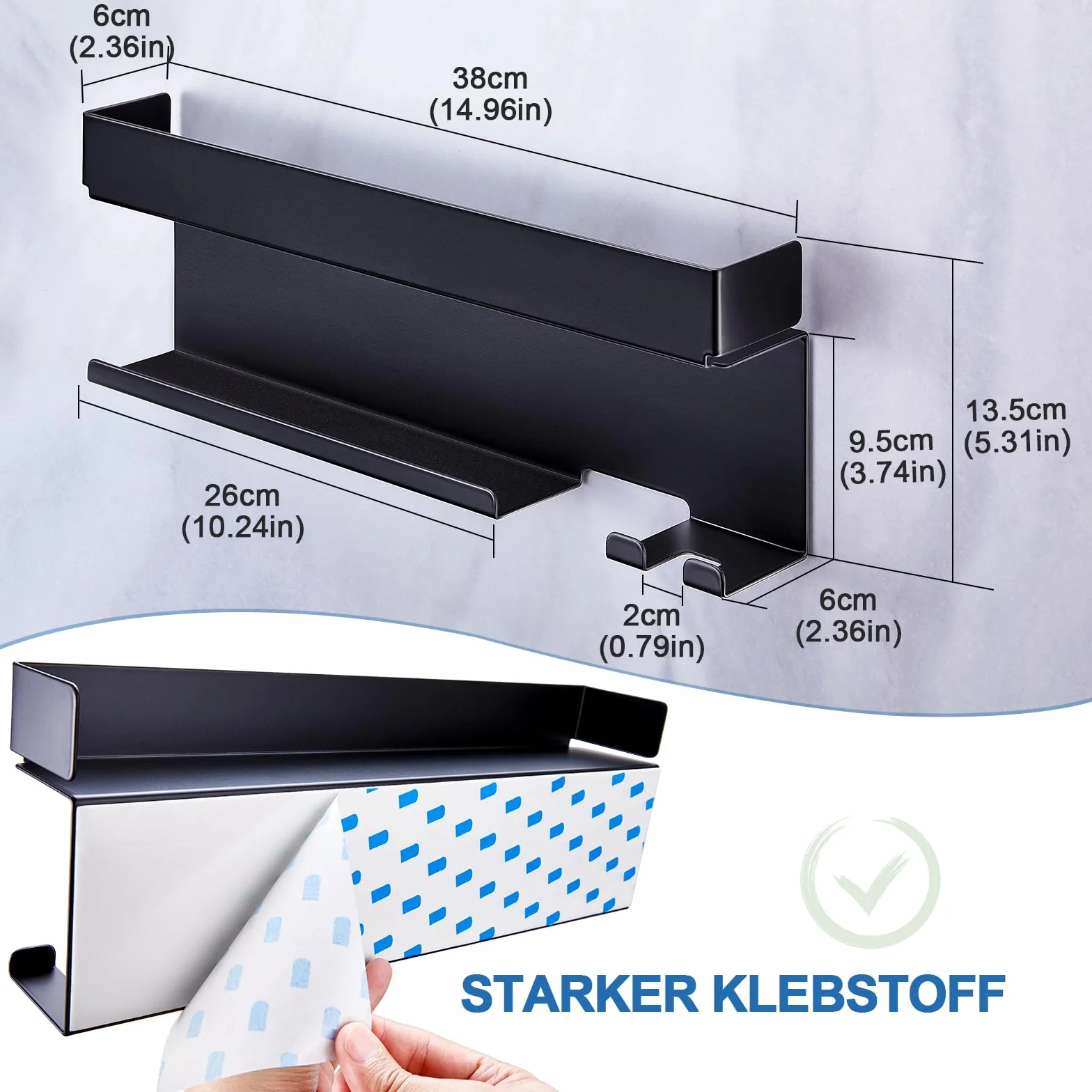 Supporto Phon Da Parete, Lo Stent Asciugacapelli È Adatto Per Gli Accessori Styler Curling Device, Supporto Autoadesivo Per Asciugacapelli, Porta Phon Bagno (Nero)
