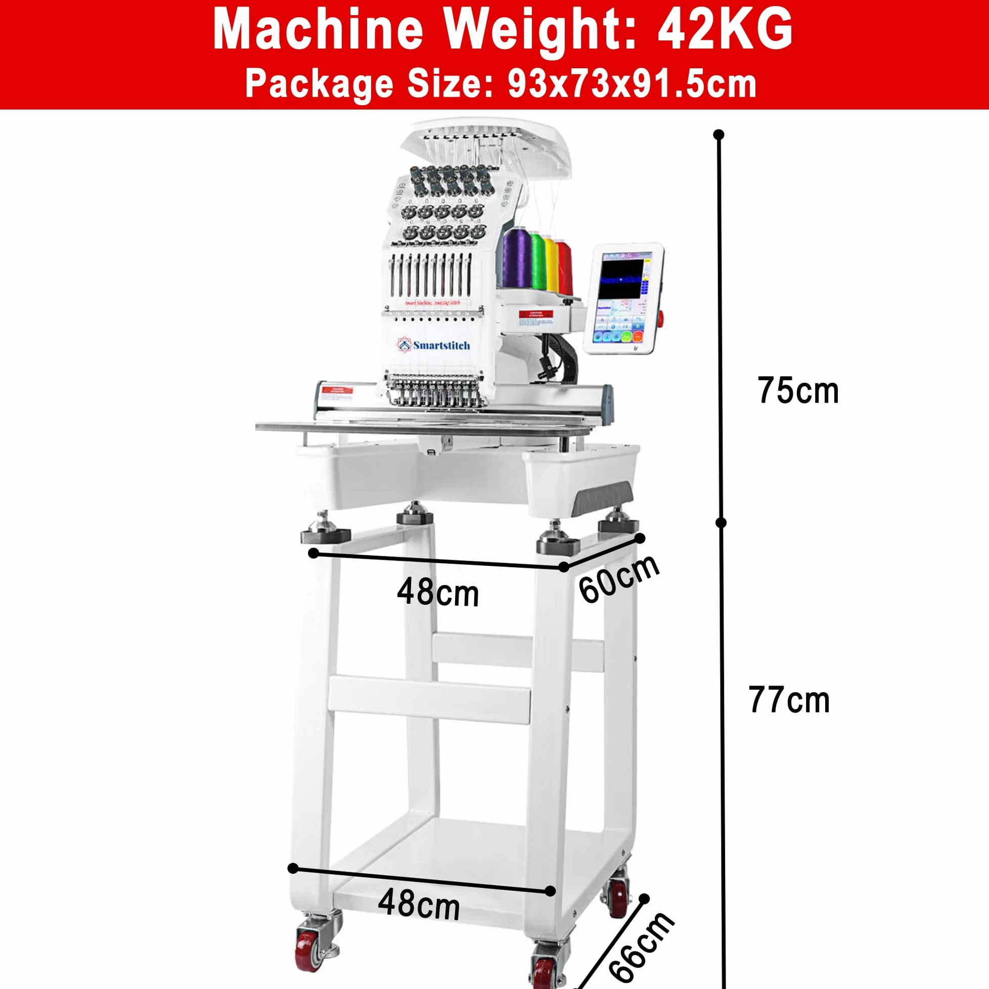 Smartstitch S-1001 Macchina da Ricamo Aggiornata 10 Aghi,Velocità Massima 1200SPM,Touch Screen 7",Area di Ricamo 24x36cm(9.5x14.2"),Macchine da Ricamo Commerciali per Tessuti Piatti,Cappelli,Magliette