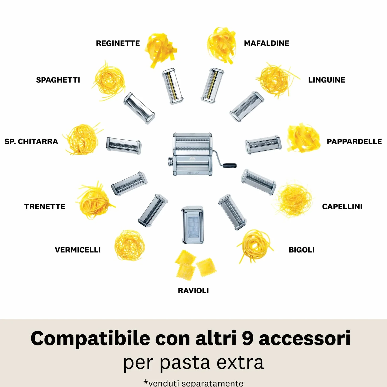 Marcato GS-PASTASET Macchina per Pasta Manuale Acciaio Cromato Argento