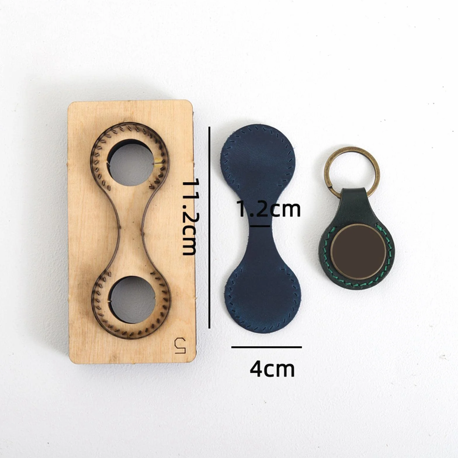 Set di Strumenti per Portachiavi in Legno da 1 Pezzo Fustelle in Metallo per Artigianato in Pelle