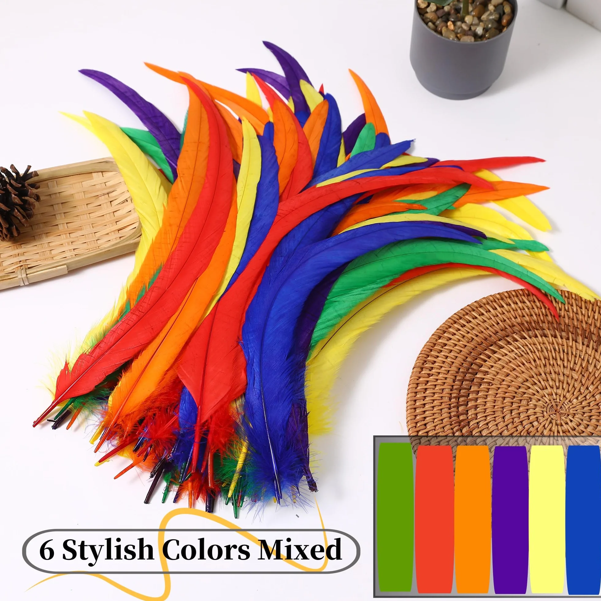 Piume di coda di gallo colorate 60 piume naturali lunghe 30,5-35,6 cm per fai da te cappelli costumi decorazioni feste