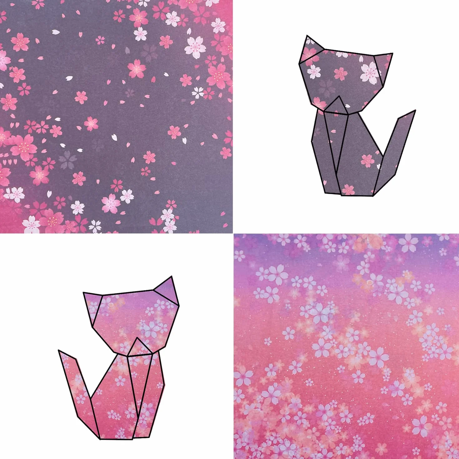 Carta per origami giapponese Fiori ciliegio 60 fogli 15 x 15 cm doppia faccia