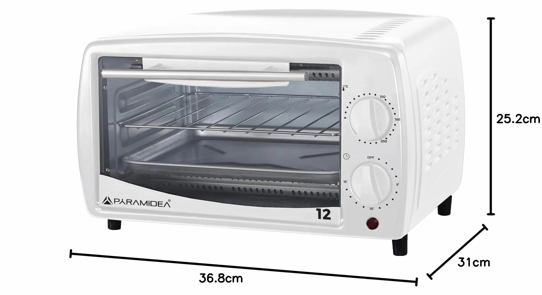Forno Elettrico PYRAMIDEA 12 Litri 650 Watt Timer Bianco