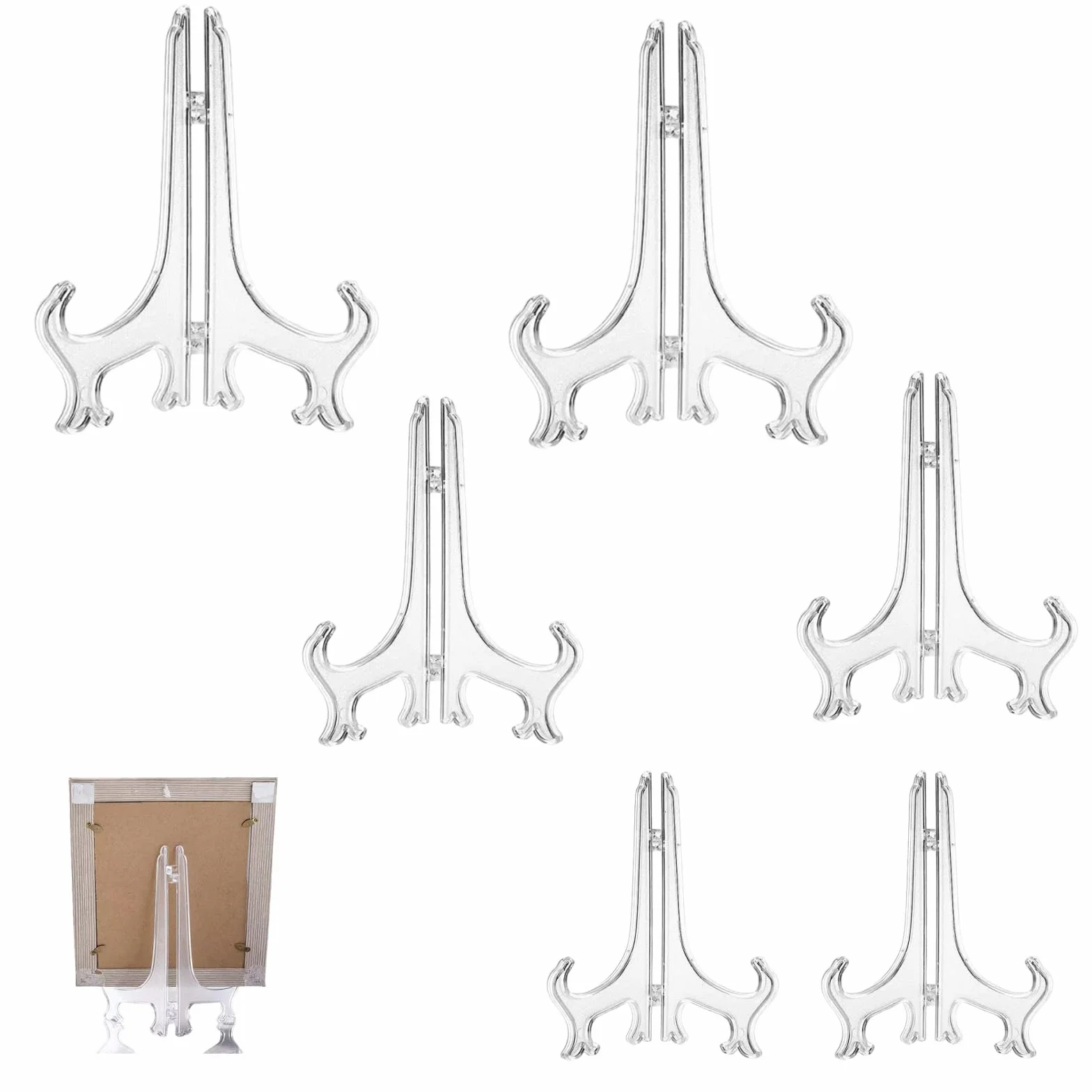 6 Pezzi Porta Piatti da Esposizione Trasparente Plastica Cavalletto Cavalletti per Tavolo per Immagini Casa Matrimonio Decorazione