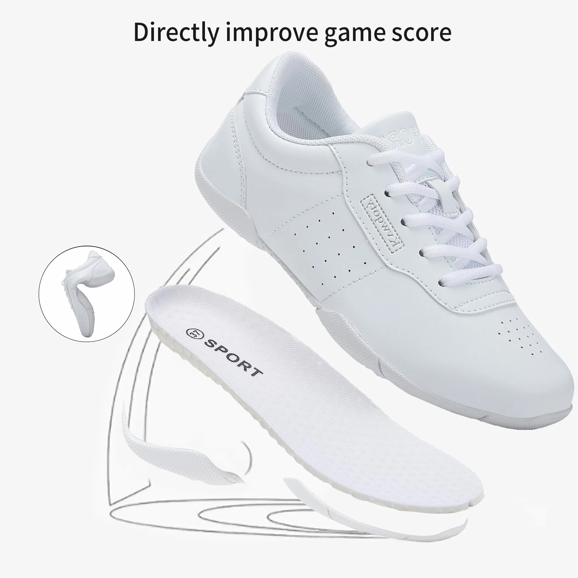 Scarpe da Cheerleading Donna Bianche Allenamento Ginnastica Yoga per Ragazze