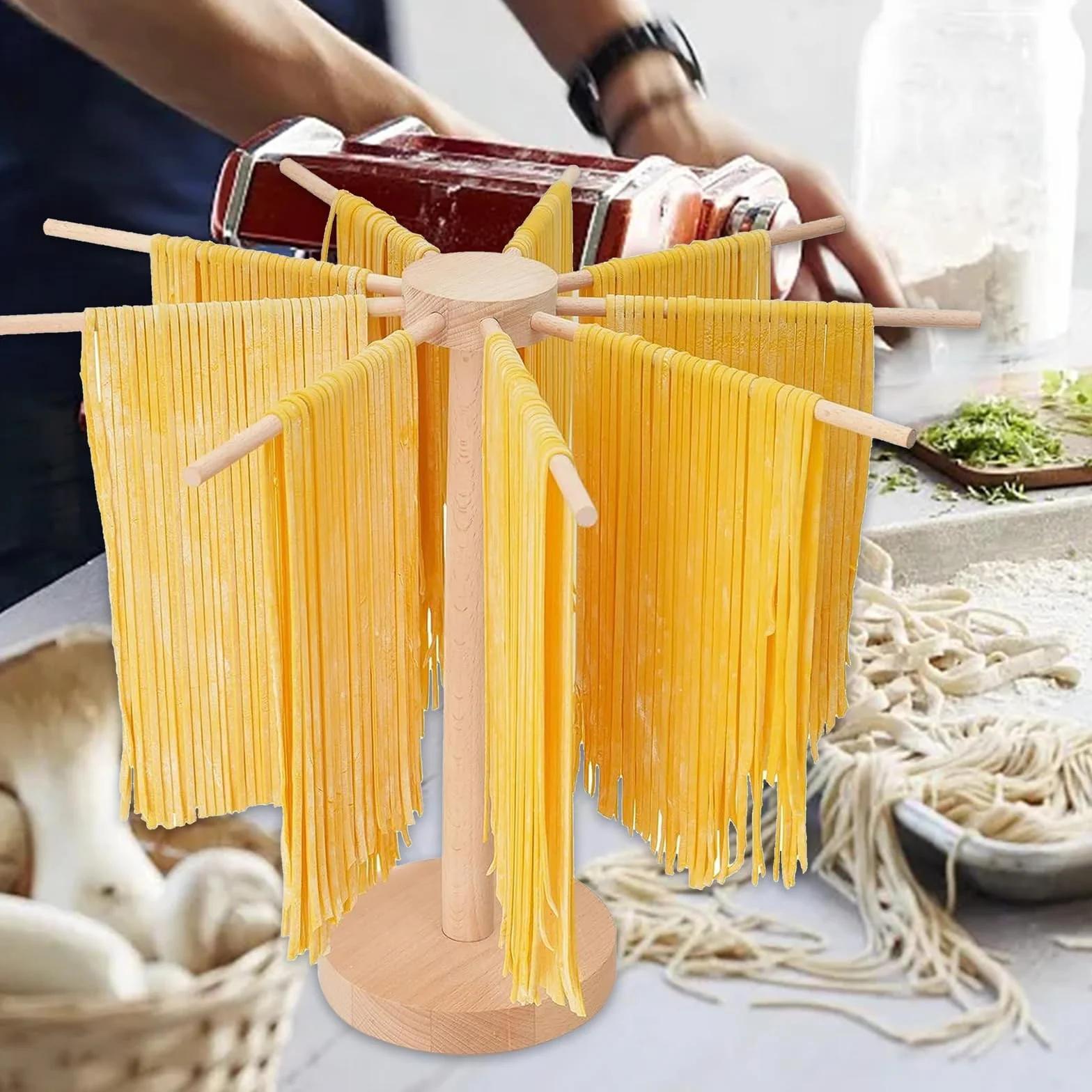 Essiccatore per Pasta Pieghevole Stendino per Pasta con essiccatore per Noodle Domestico da 9 Bar Noodle Rack Pieghevole Macchina per Pasta Attrezzi da Cucina