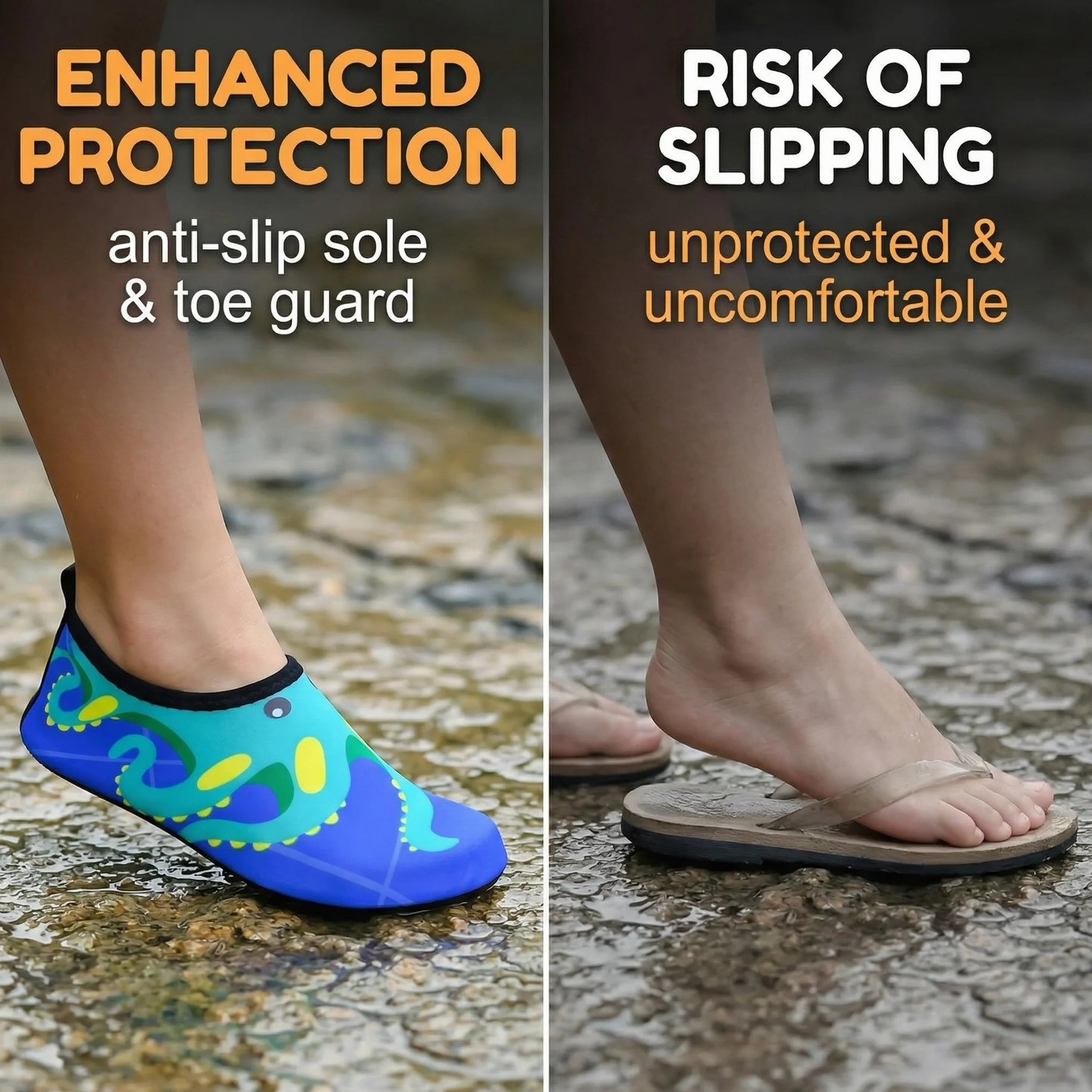 Scarpe Acquatiche Bambini Antiscivolo Asciugatura Rapida Polpo Blu Taglia 32-33