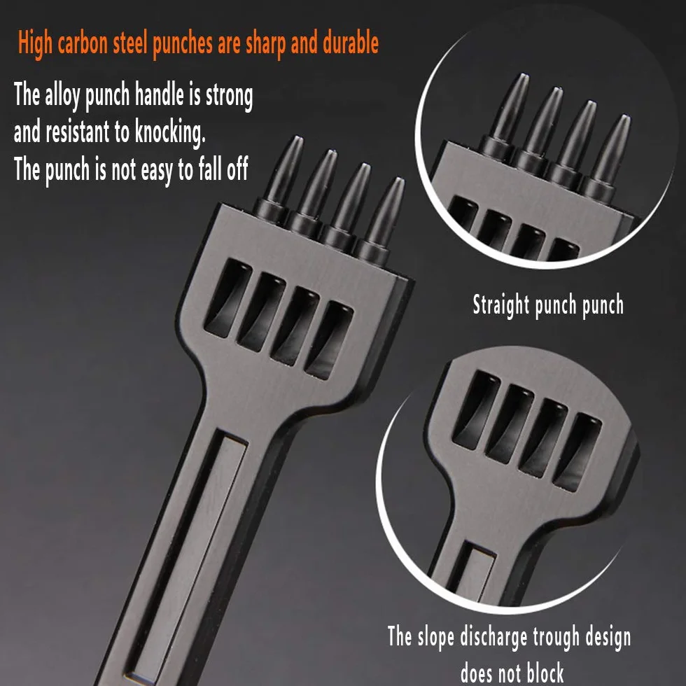 3Pcs Punzoni in Acciaio,Punzonatrice Fai Da Te in Pelle,Strumenti di Punzonatura Punzoni, 2-6mm 2 + 4 + 6 Denti Cuciture Scalpello Tool, per Allacciatura Cucitura Artigianale in Pelle