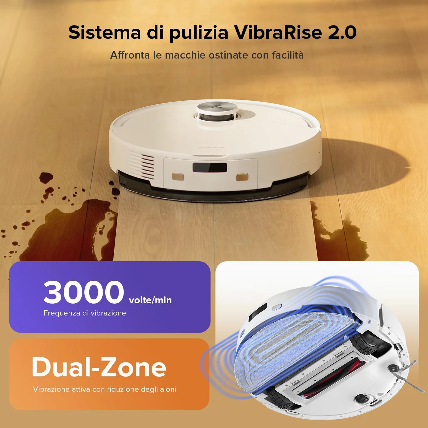 roborock Q10 S5 Robot Aspirapolvere, 10.000Pa, Panno Sollevabile, Pulizia VibraRise 2.0(3000 volte/min), Anti-groviglio, Evitamento degli Ostacoli, Strategie dei Tappeti, Controllo APP, Bianco