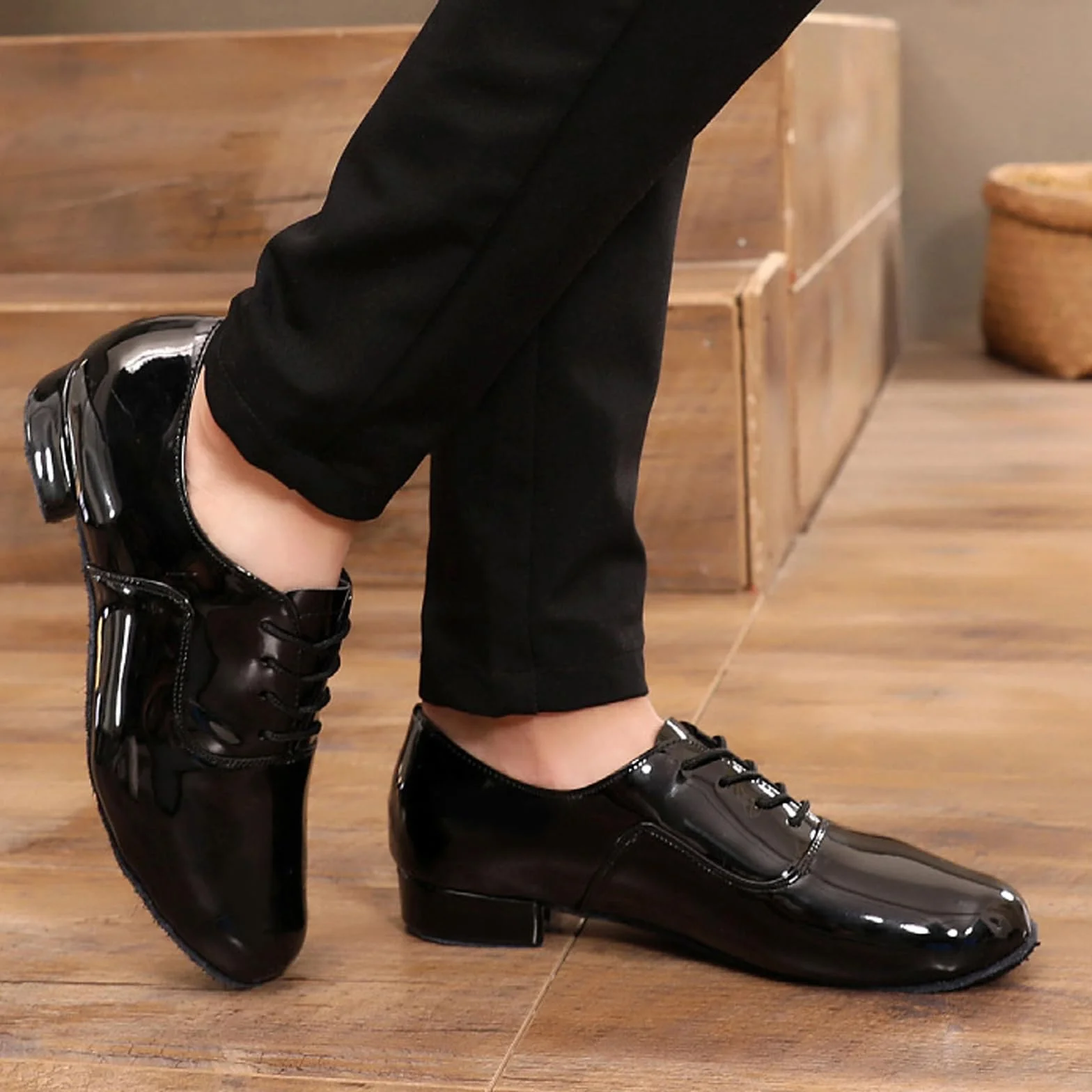 Scarpe da Ballo Uomo Latino Americano Stringate Tango Tacco Basso
