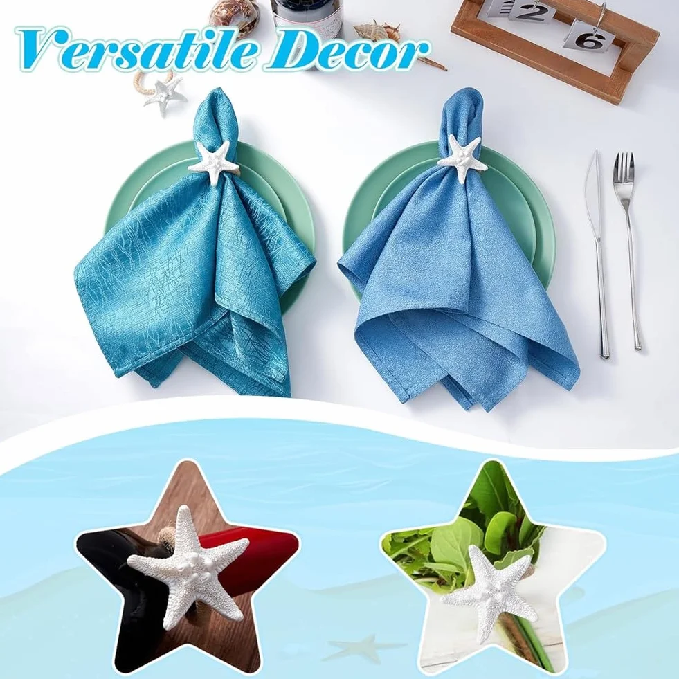 Set di 12 Portatovaglioli, Anelli per Tovaglioli con Stelle Marine Spinose per Decorazioni da Tavola, Porta Tovaglioli con Stelle Marine per Decorazioni da Collezione