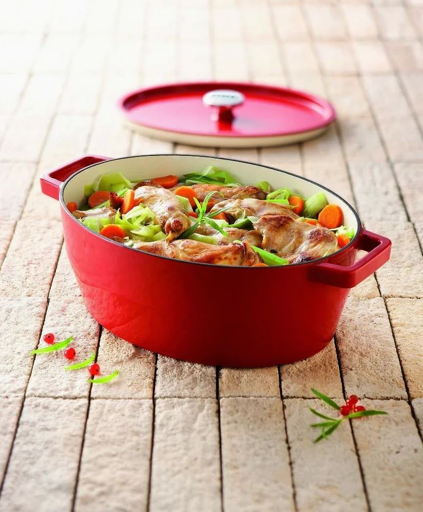 Pyrex 4936879 - Cocotte ovale 3,8 L, cottura lenta, colore: Rosso