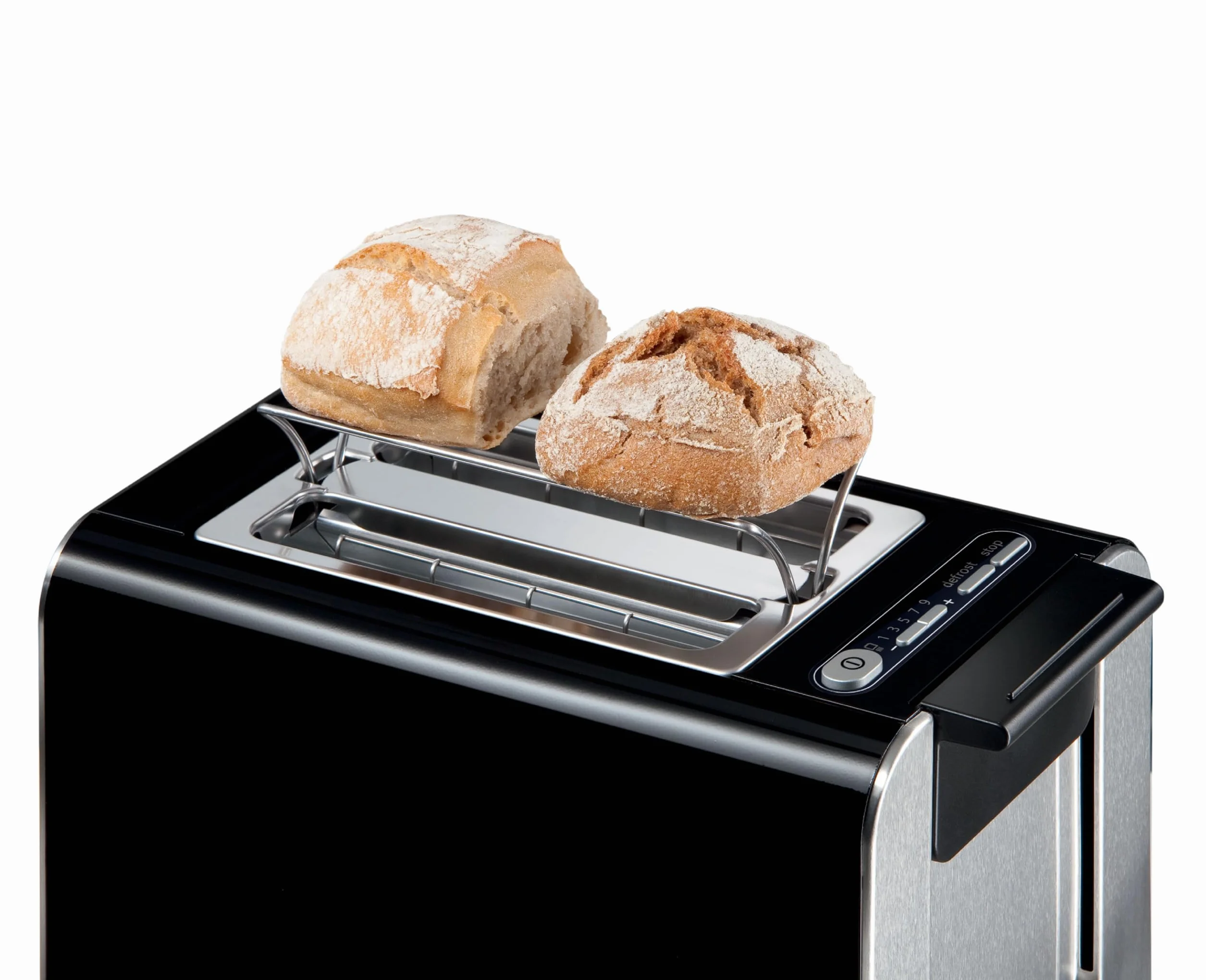 Bosch Tostapane Styline TAT8613N integrato, funzione di sollevamento, scongelamento, spegnimento automatico, centraggio del pane, 800 W, acciaio inox/nero