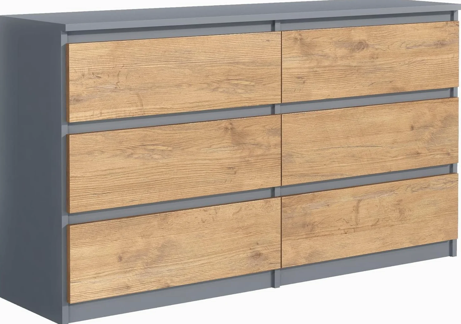 meble masztalerz Cassettiera Camera da Letto con 6 Cassetti - Credenza Soggiorno - Moderna Comò - Cassettiera Alta - Mobiletto con Cassetti - Antracite & Lancelot 138,5 x 39 x 78,5 cm