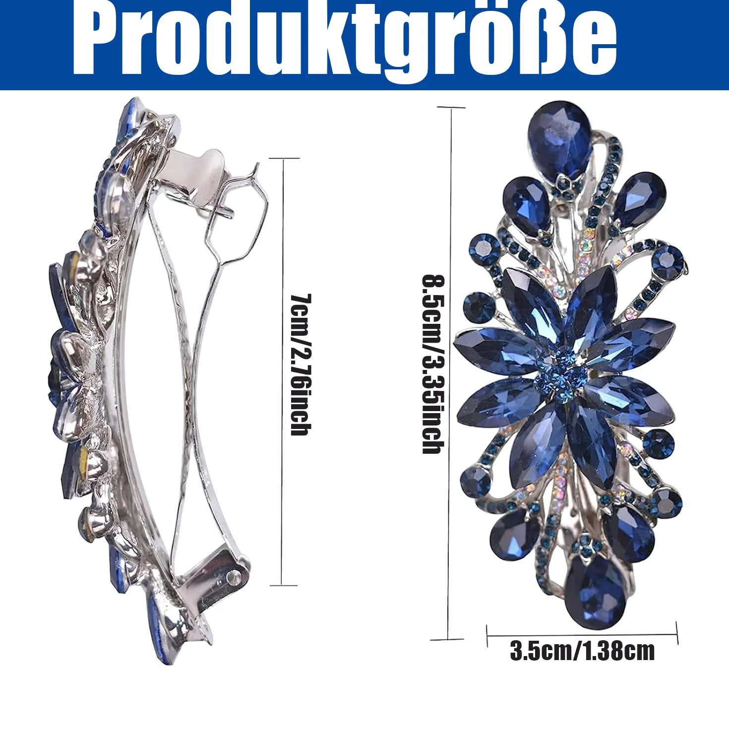 Fermagli per capelli a forma di fiore vintage con strass blu